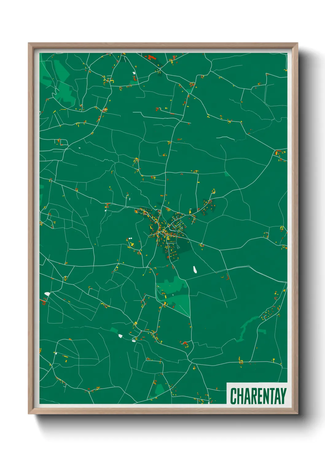 Une affiche de carte sur Charentay