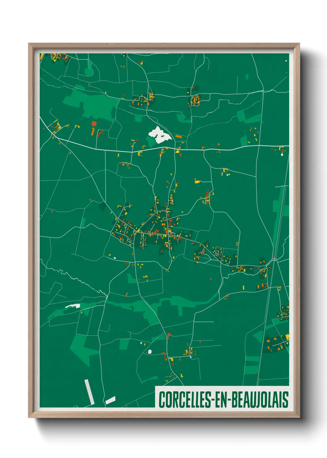 Une affiche de carte sur Corcelles-en-Beaujolais