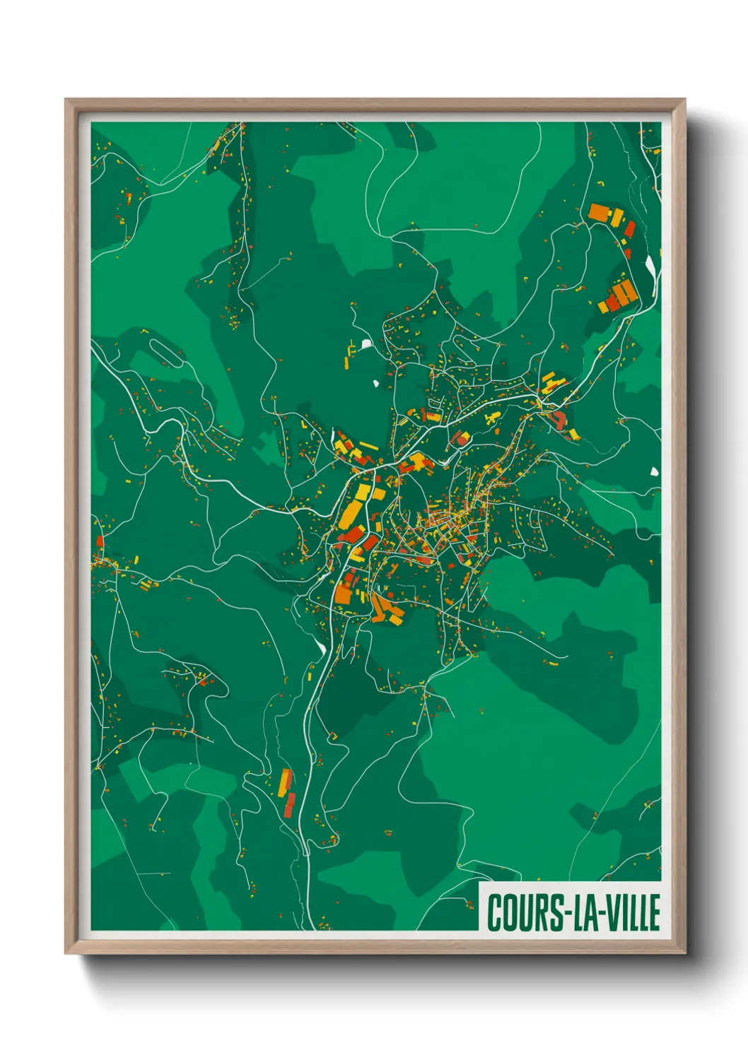Une affiche de carte sur Cours-la-Ville