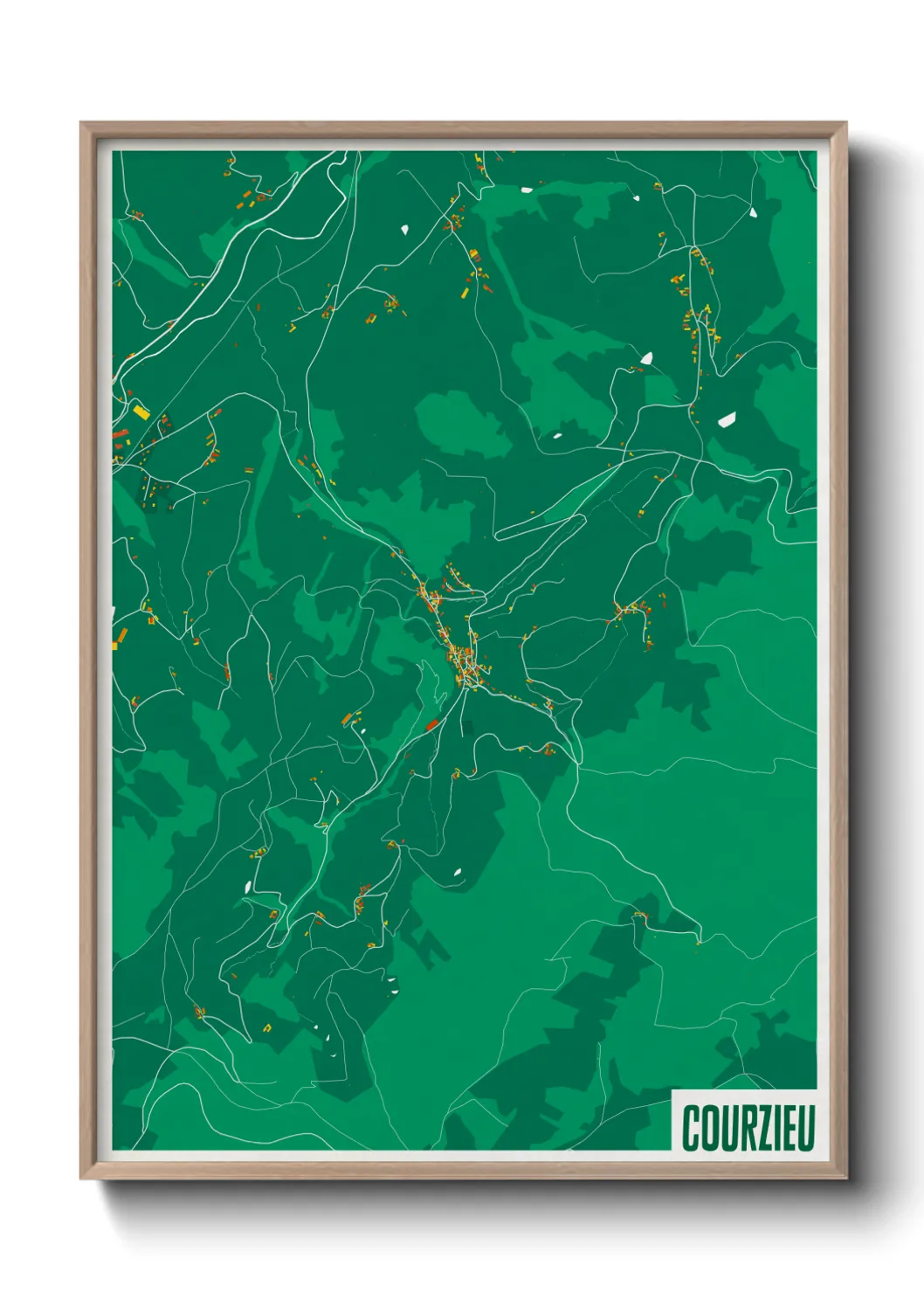 Une affiche de carte sur Courzieu