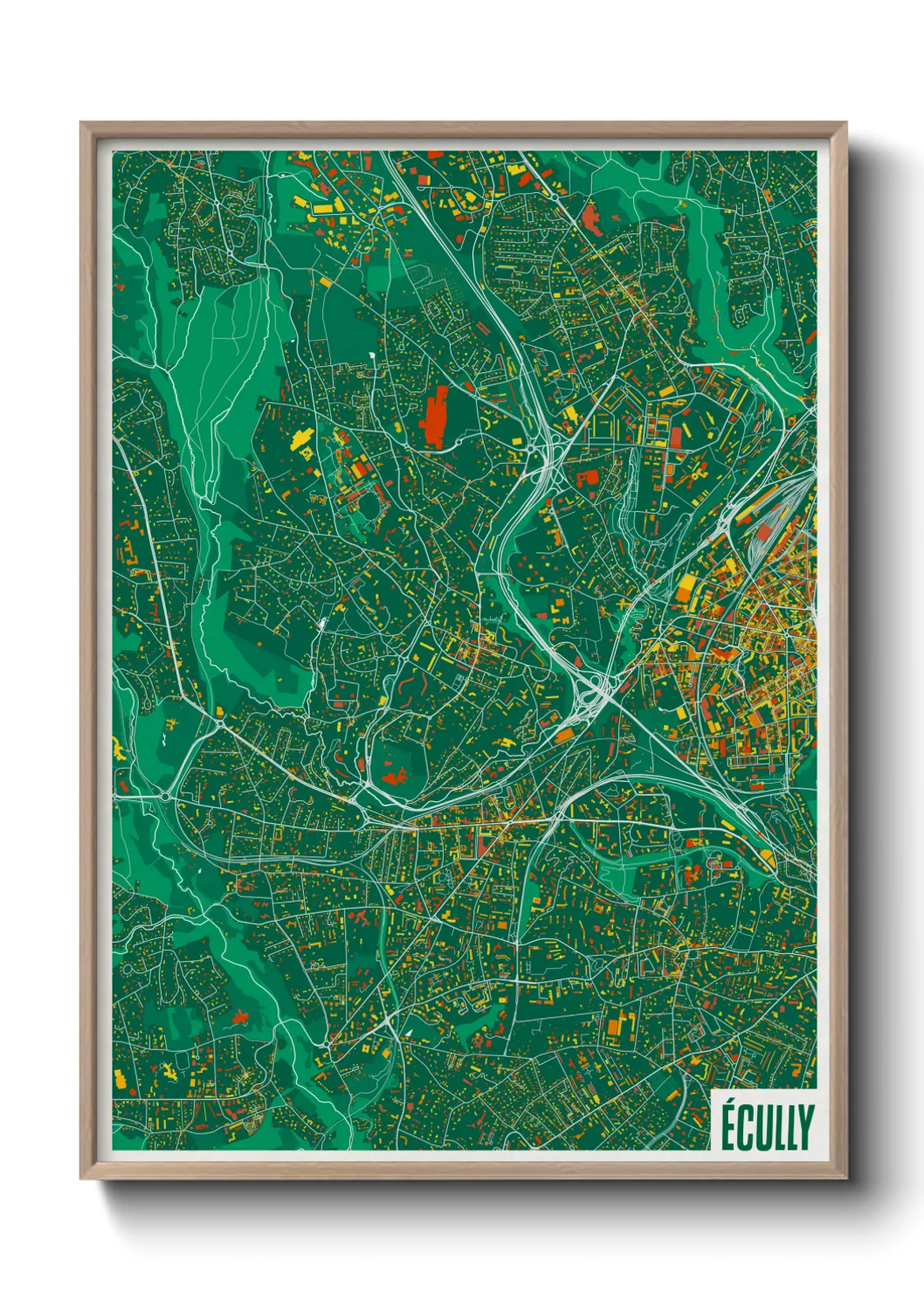 Une affiche de carte sur Écully