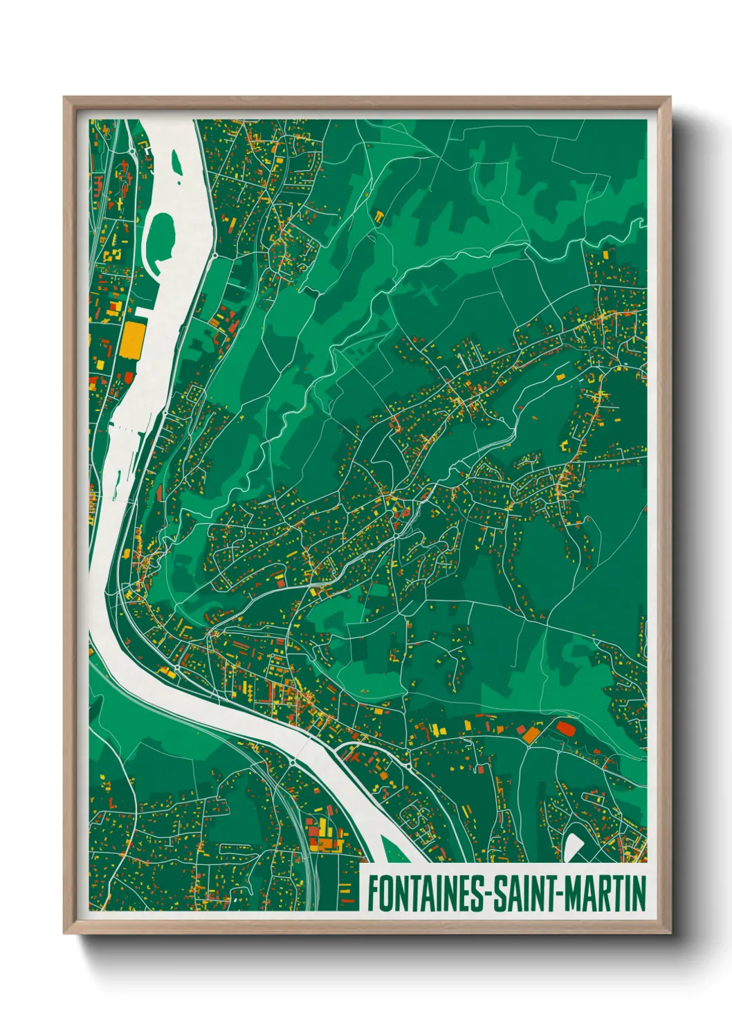 Une affiche de carte sur Fontaines-Saint-Martin