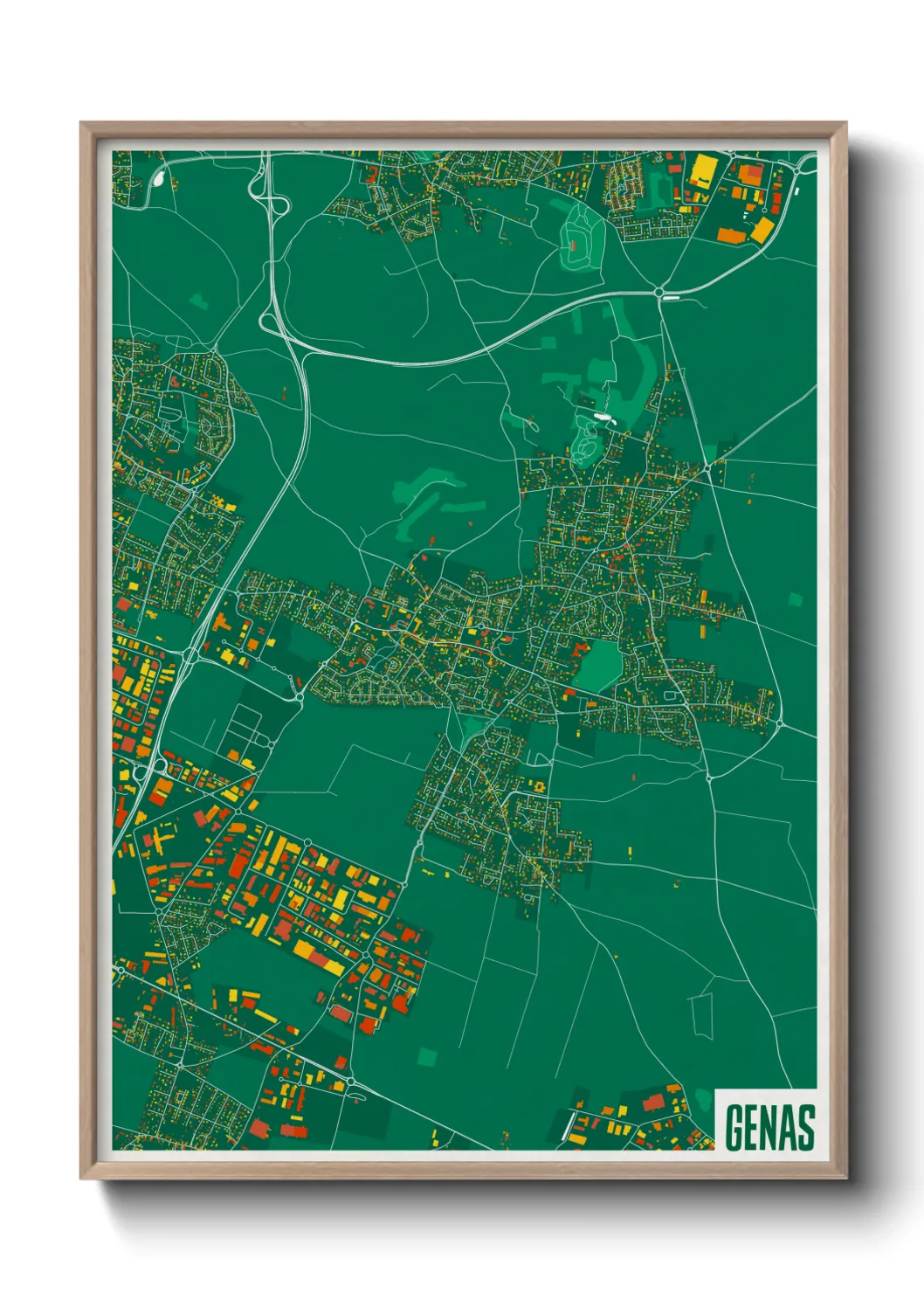 Une affiche de carte sur Genas
