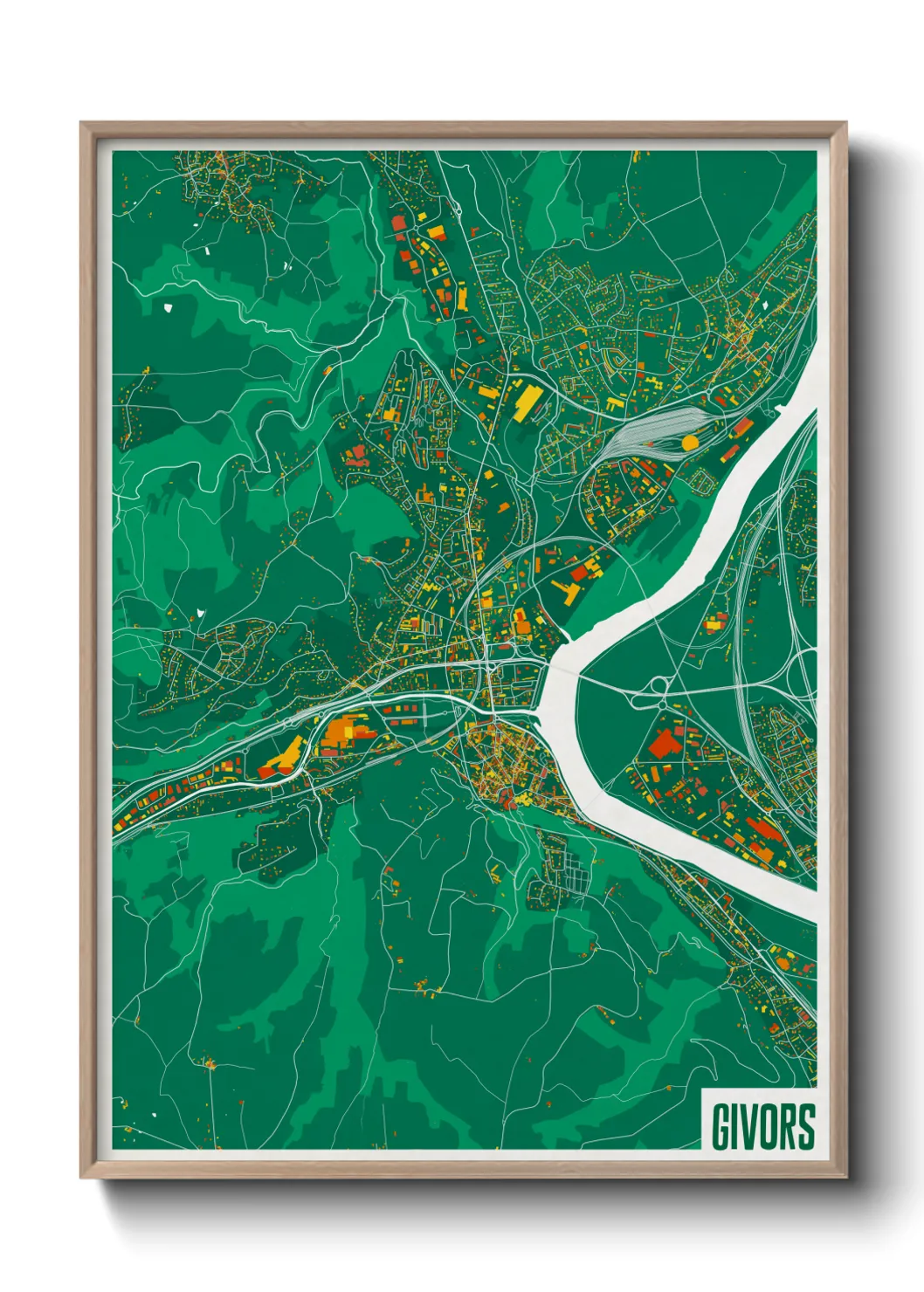 Une affiche de carte sur Givors