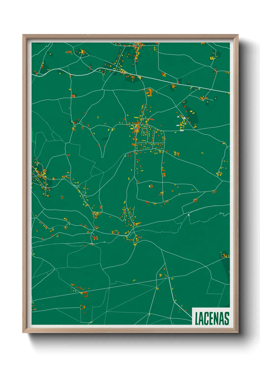 Une affiche de carte sur Lacenas