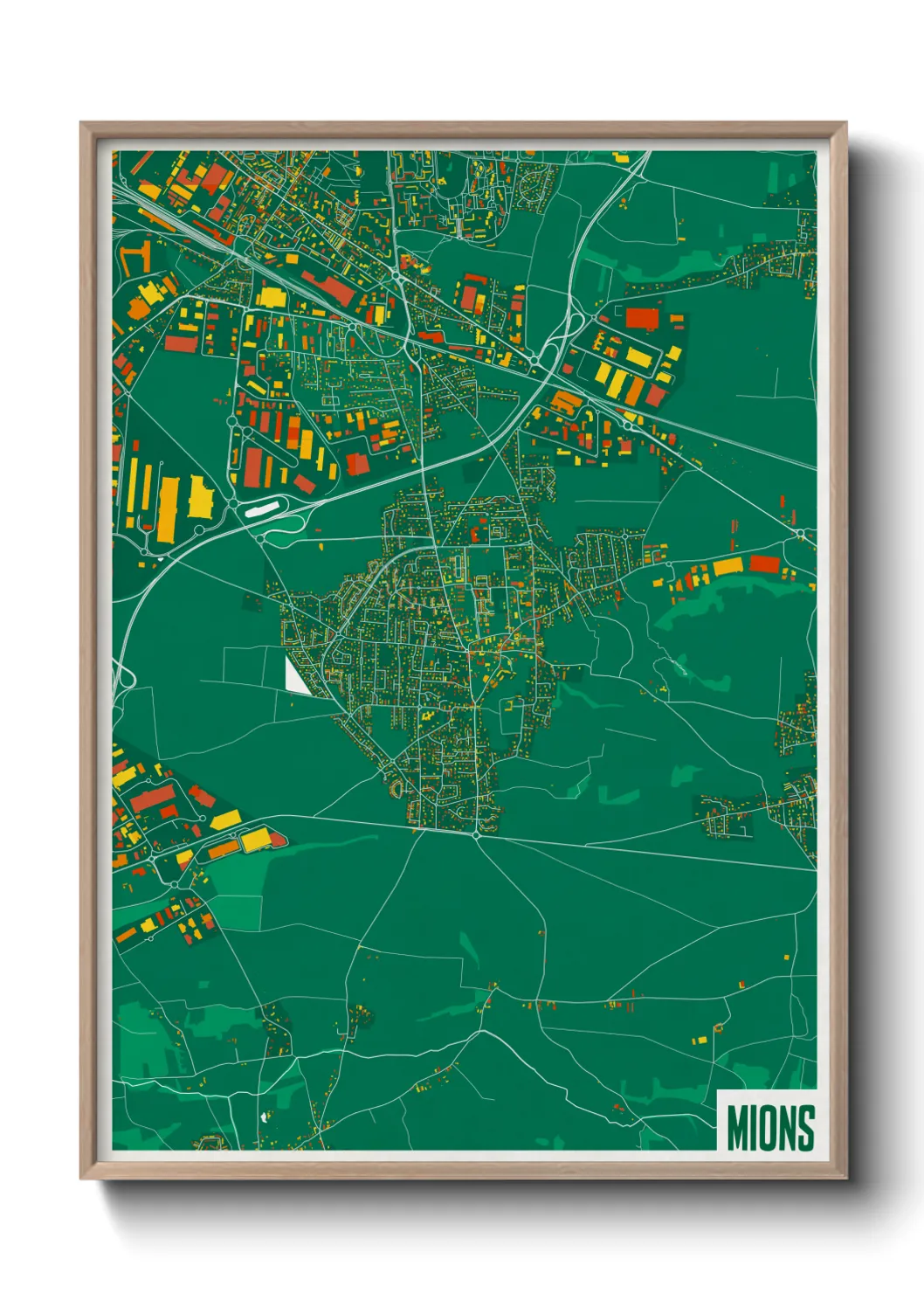 Une affiche de carte sur Mions