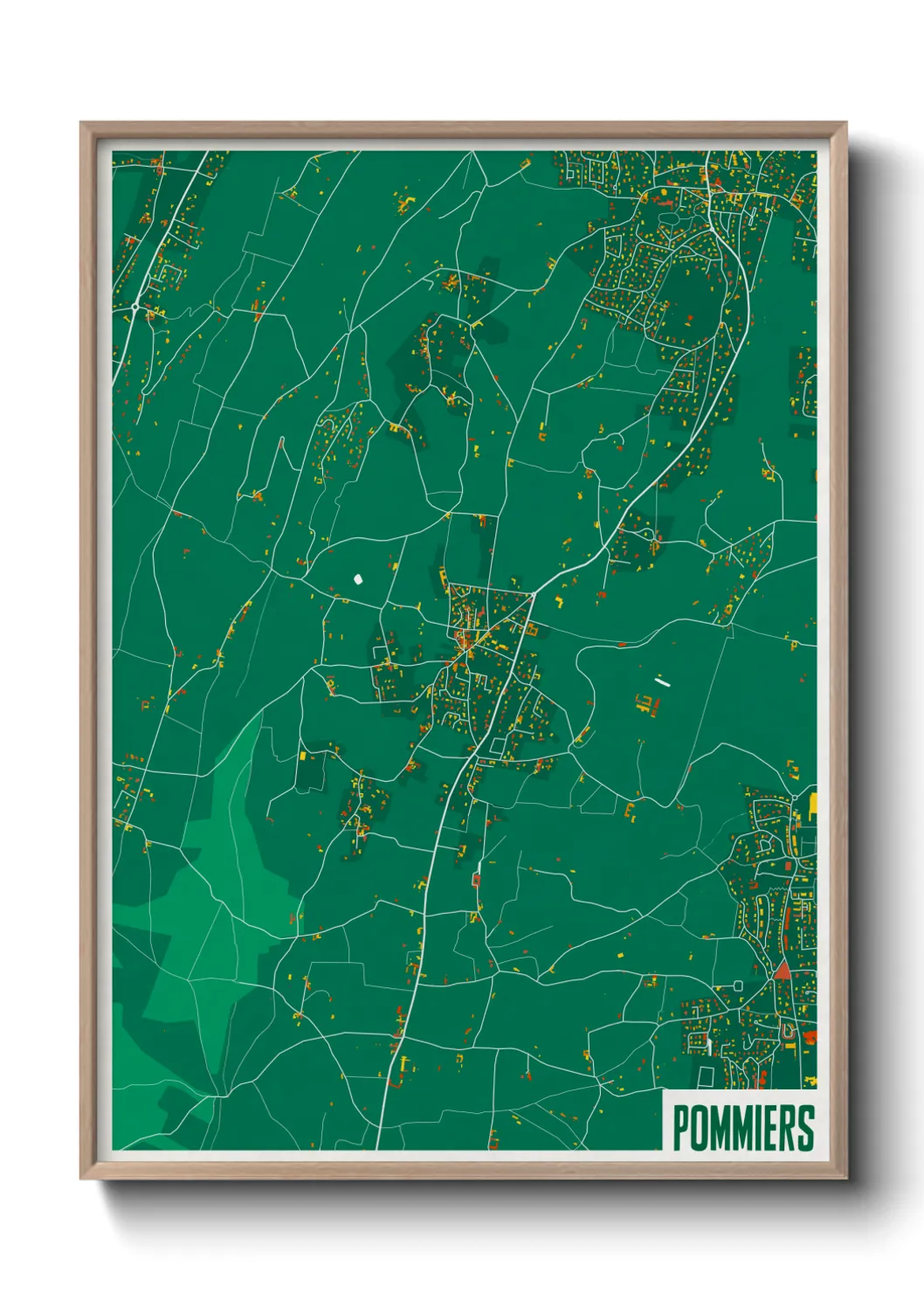 Une affiche de carte sur Pommiers
