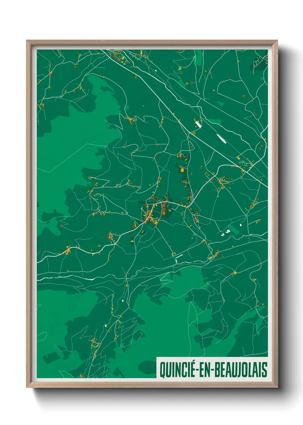 Une affiche de carte sur Quincié-en-Beaujolais