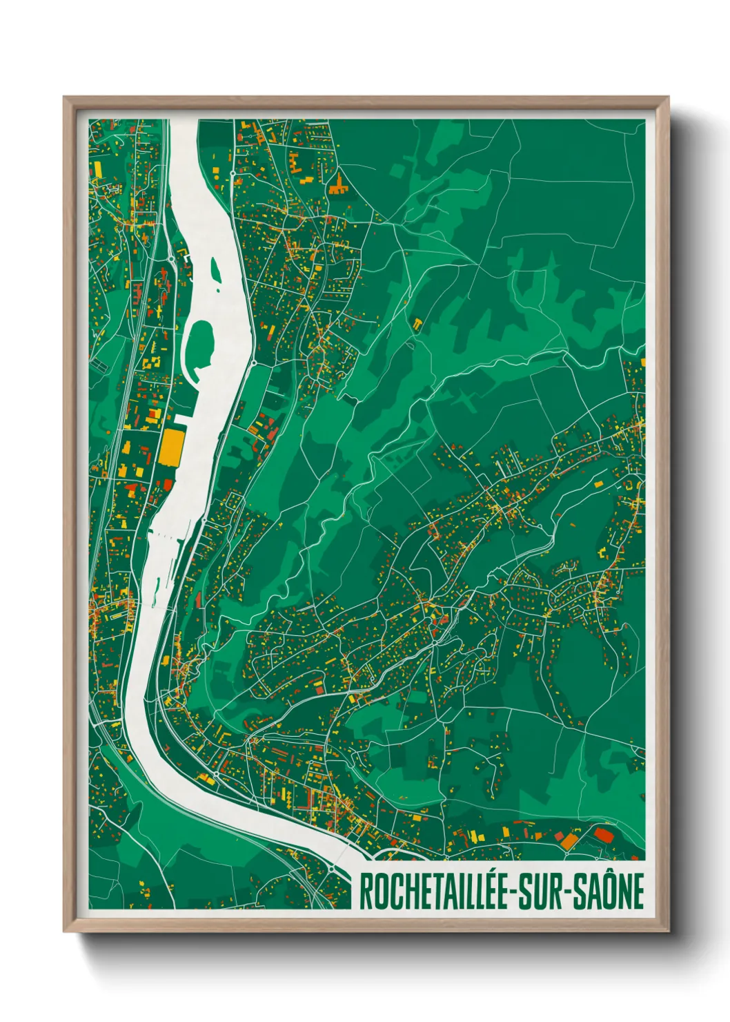 Une affiche de carte sur Rochetaillée-sur-Saône