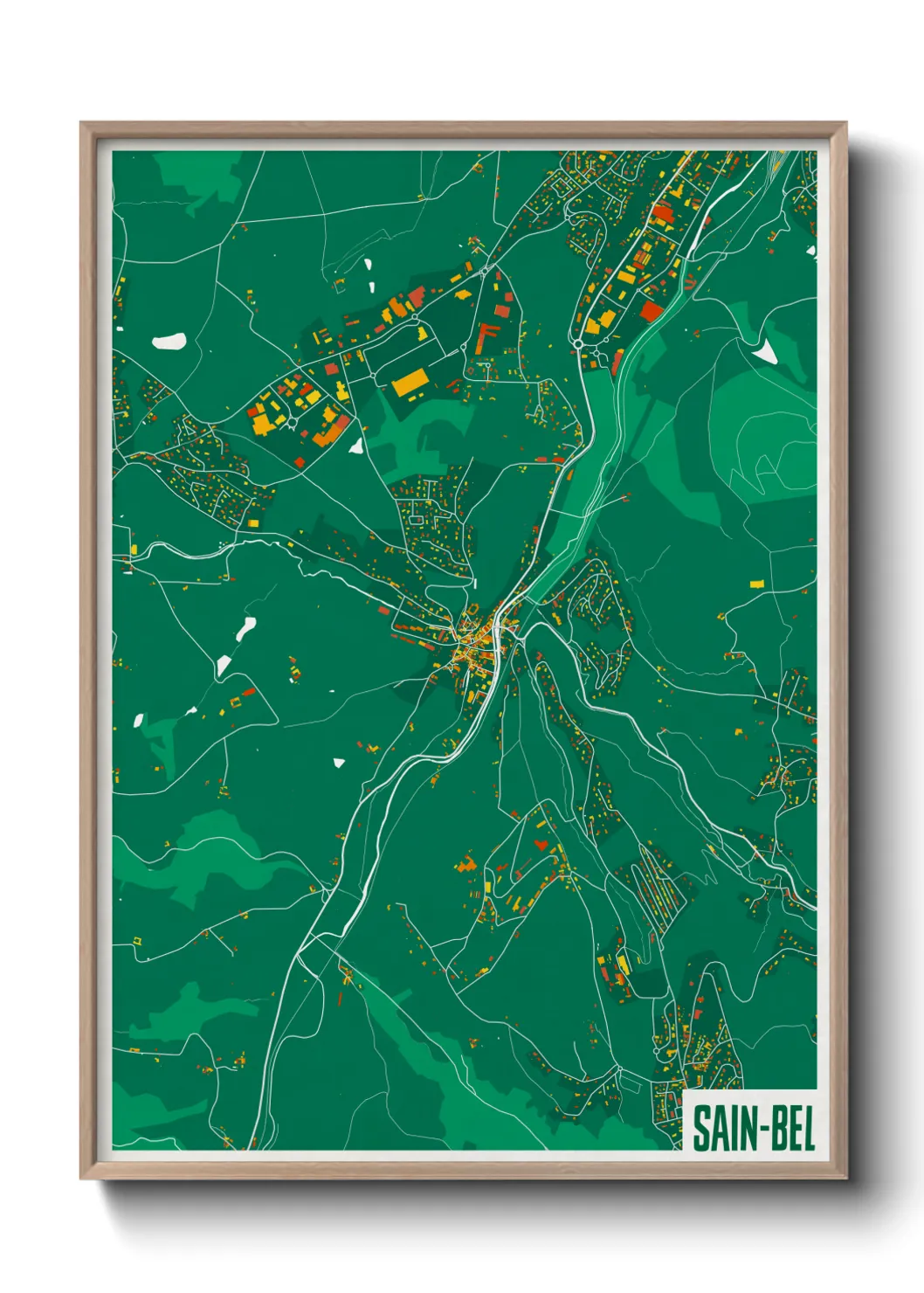 Une affiche de carte sur Sain-Bel