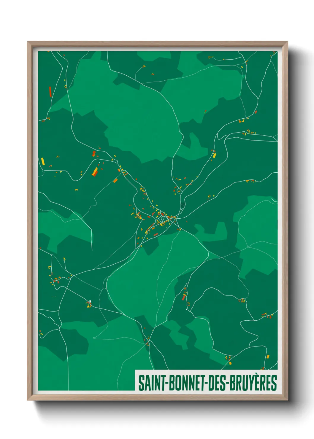 Une affiche de carte sur Saint-Bonnet-des-Bruyères
