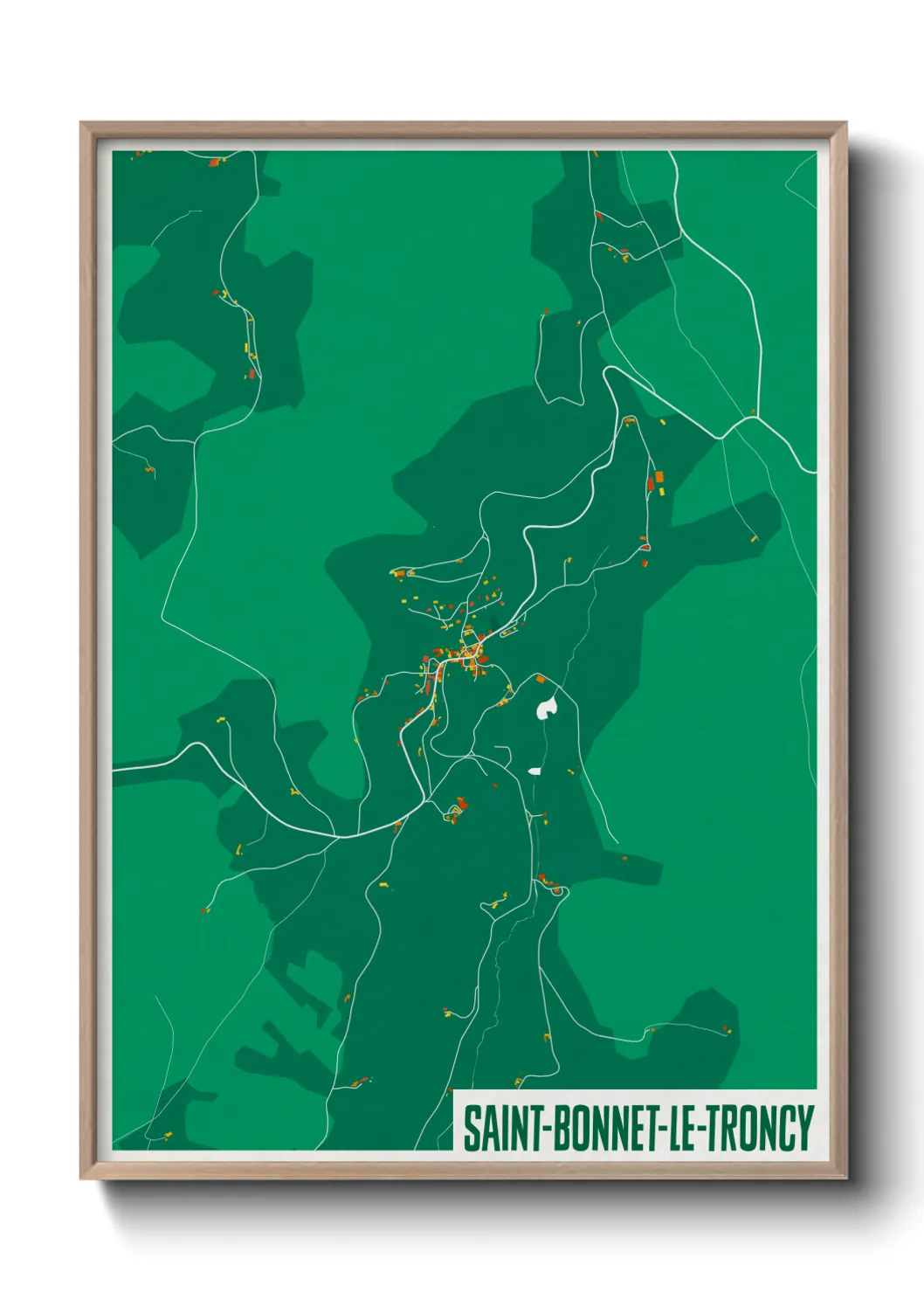 Une affiche de carte sur Saint-Bonnet-le-Troncy