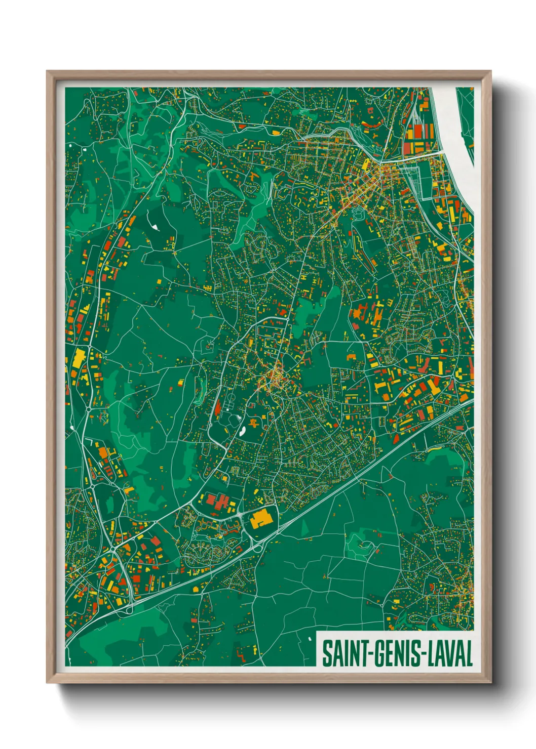 Une affiche de carte sur Saint-Genis-Laval