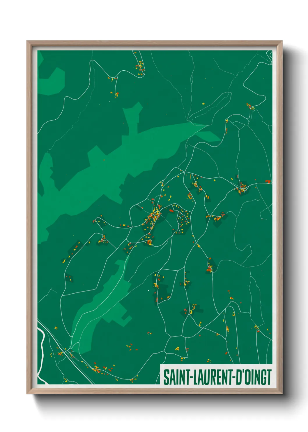 Une affiche de carte sur Saint-Laurent-d'Oingt