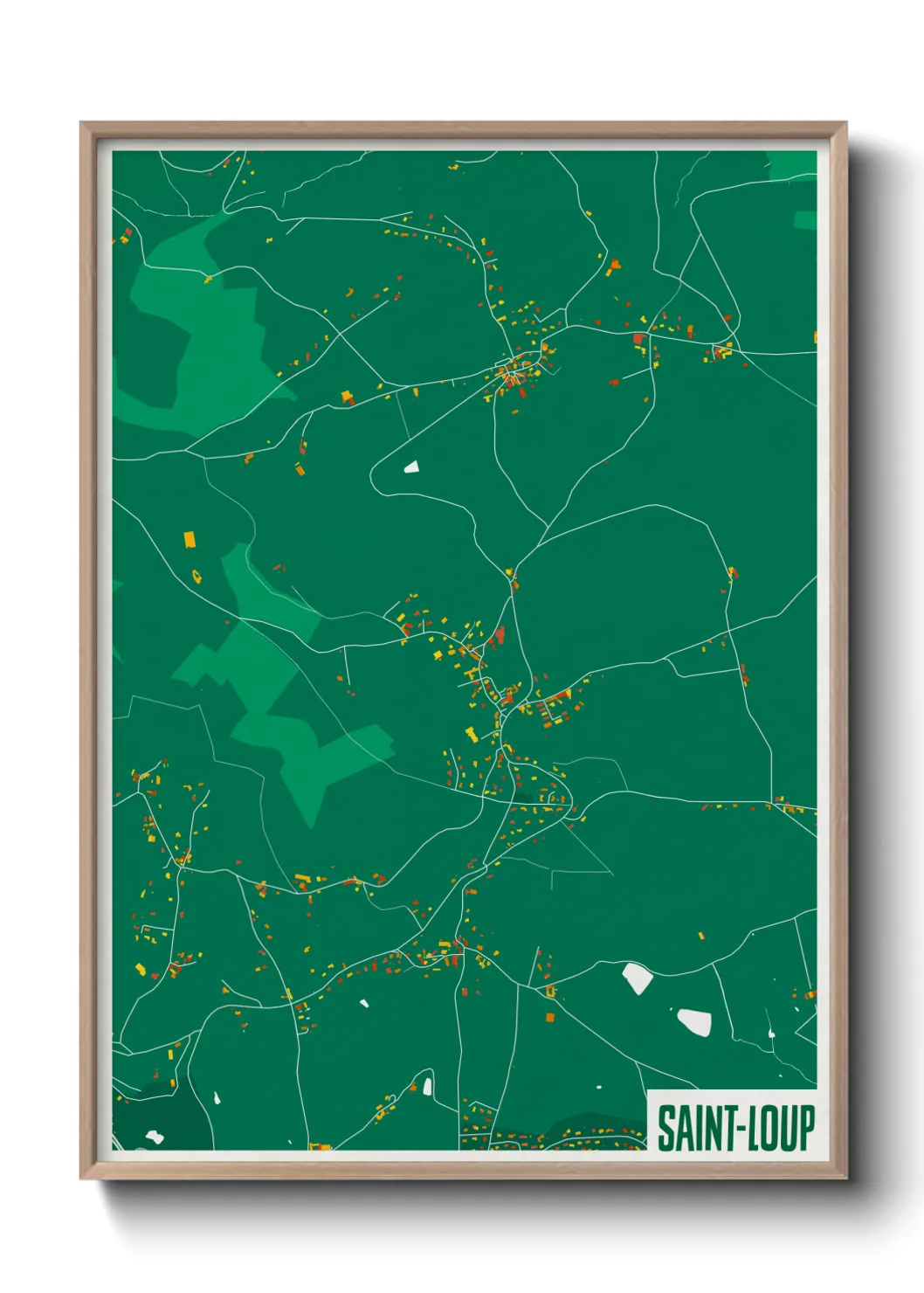 Une affiche de carte sur Saint-Loup