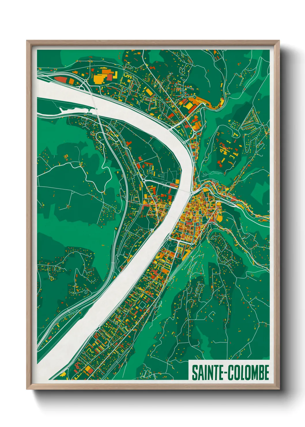 Une affiche de carte sur Sainte-Colombe