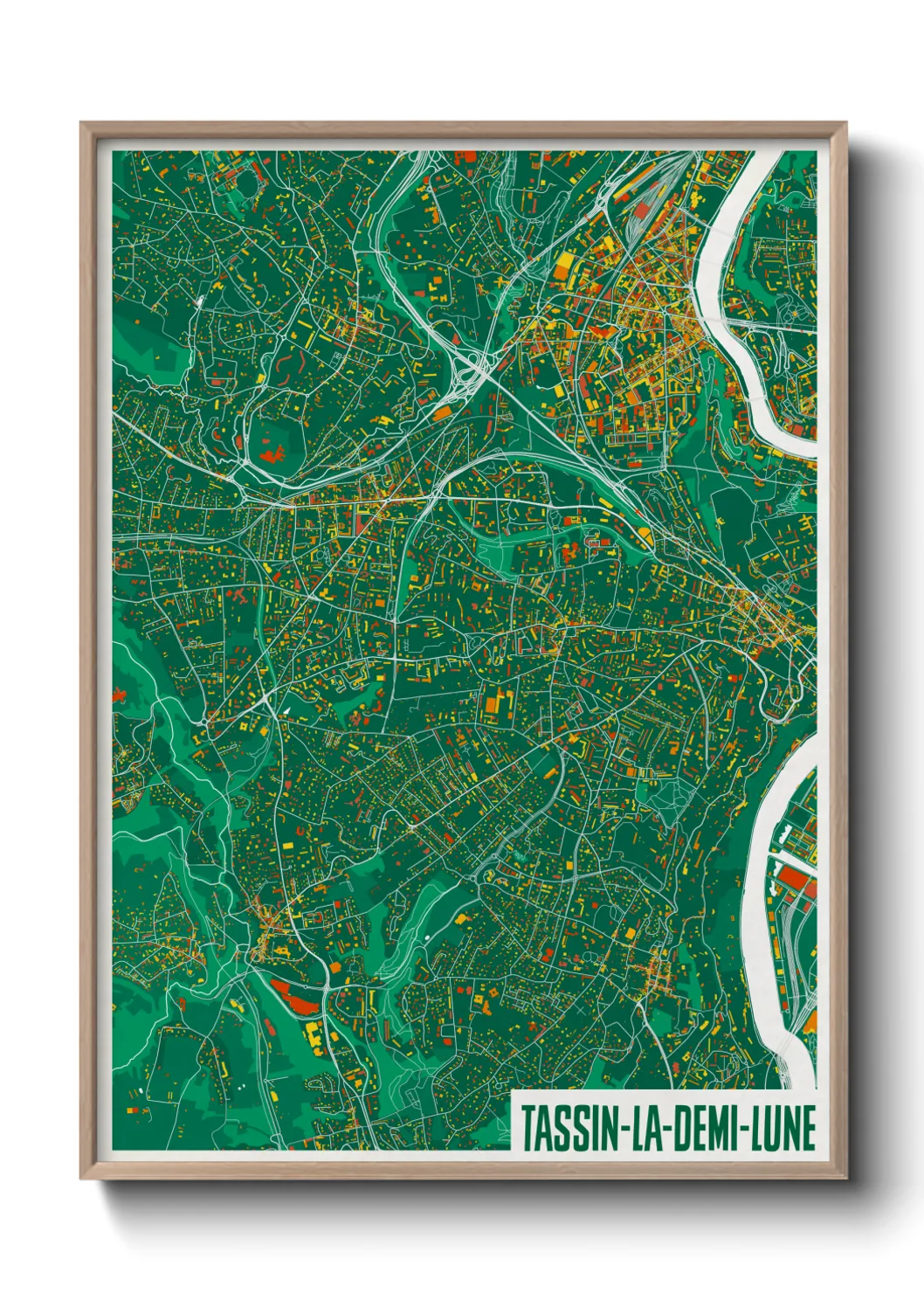 Une affiche de carte sur Tassin-la-Demi-Lune