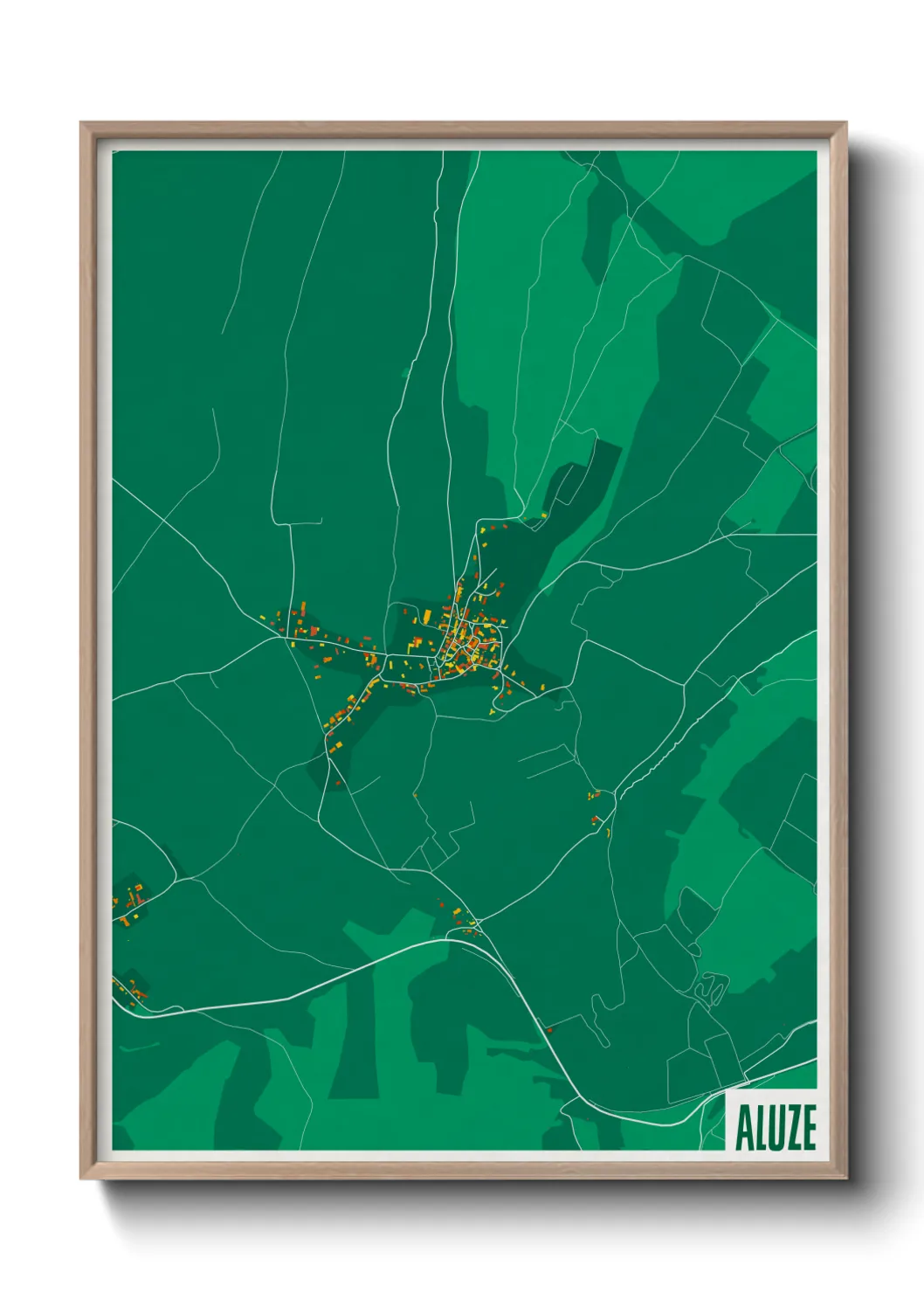 Une affiche de carte sur Aluze