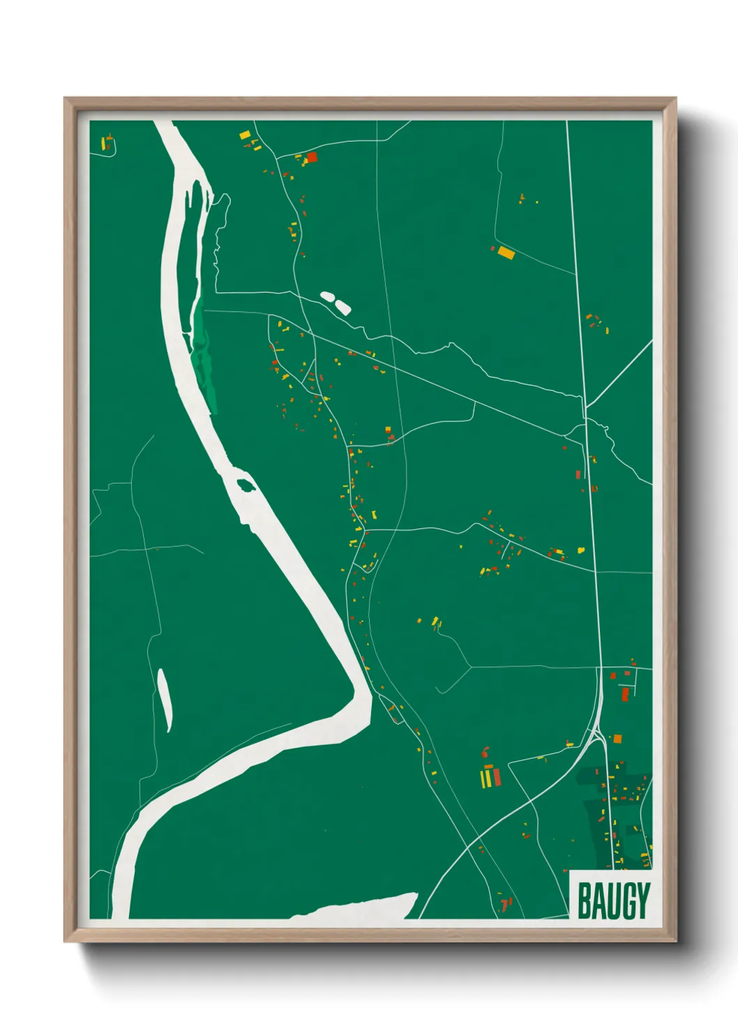 Une affiche de carte sur Baugy