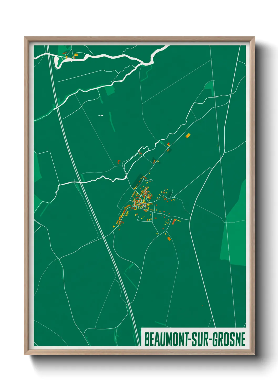Une affiche de carte sur Beaumont-sur-Grosne