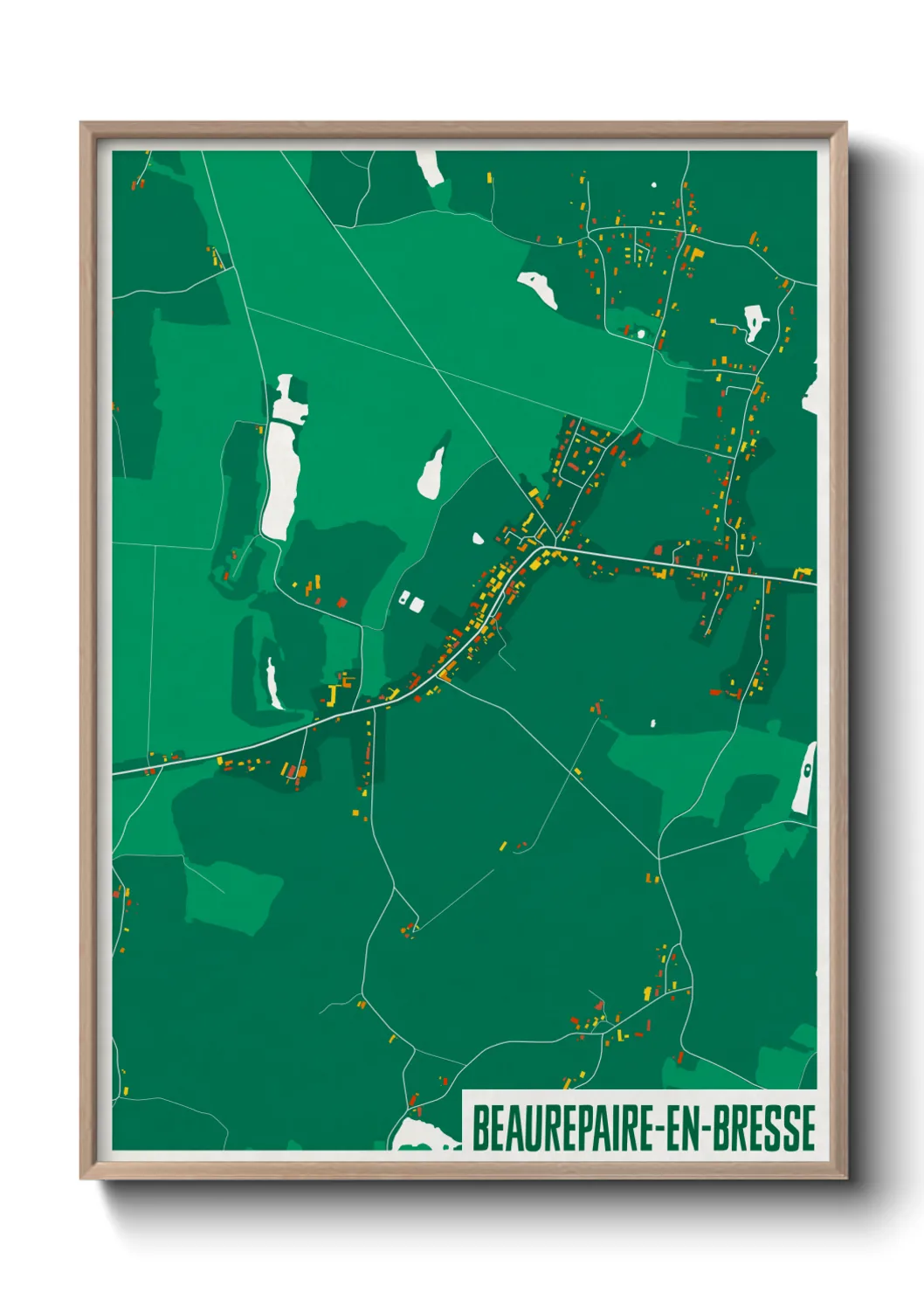Une affiche de carte sur Beaurepaire-en-Bresse