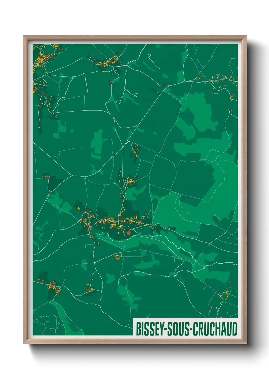 Une affiche de carte sur Bissey-sous-Cruchaud