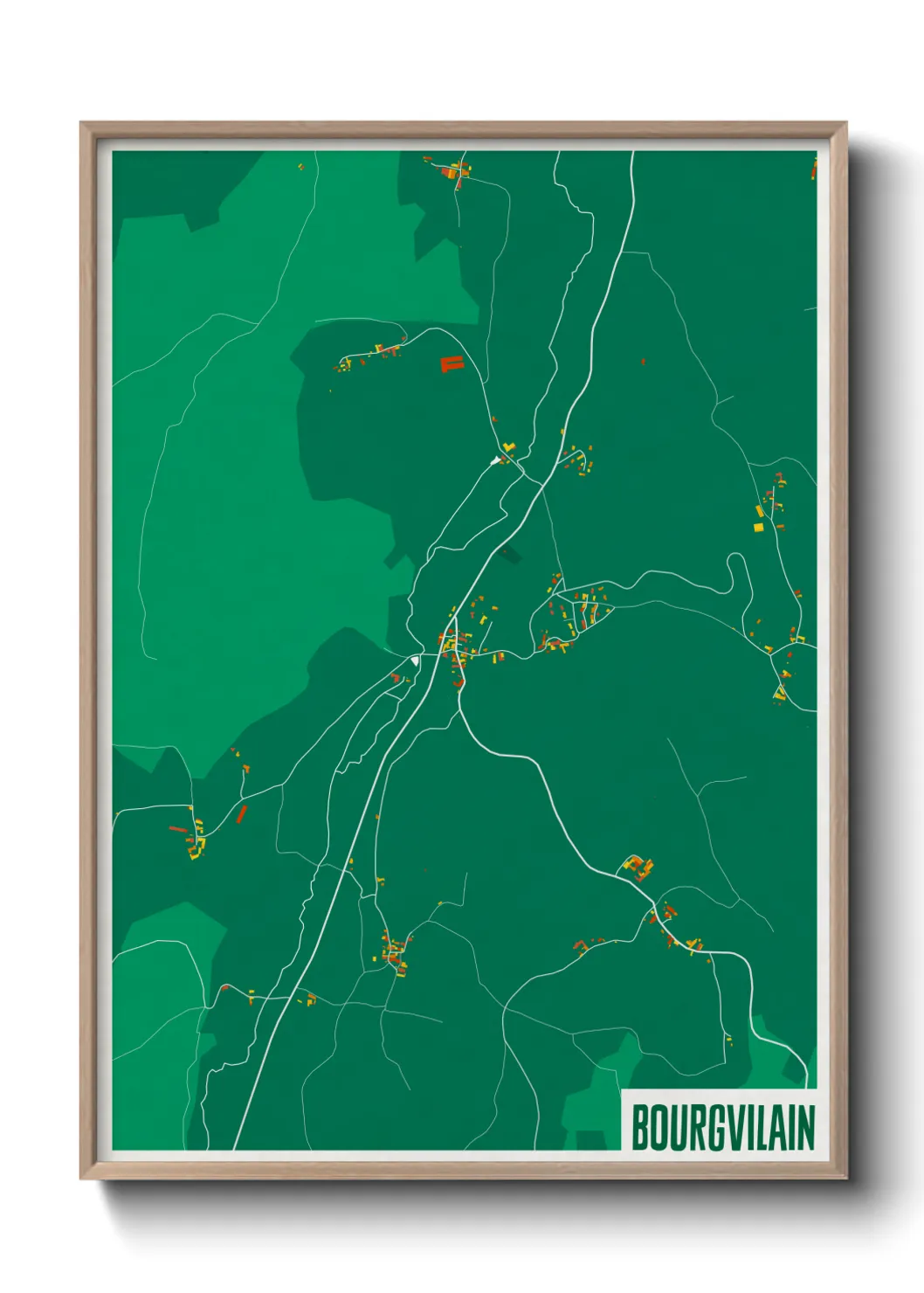 Une affiche de carte sur Bourgvilain
