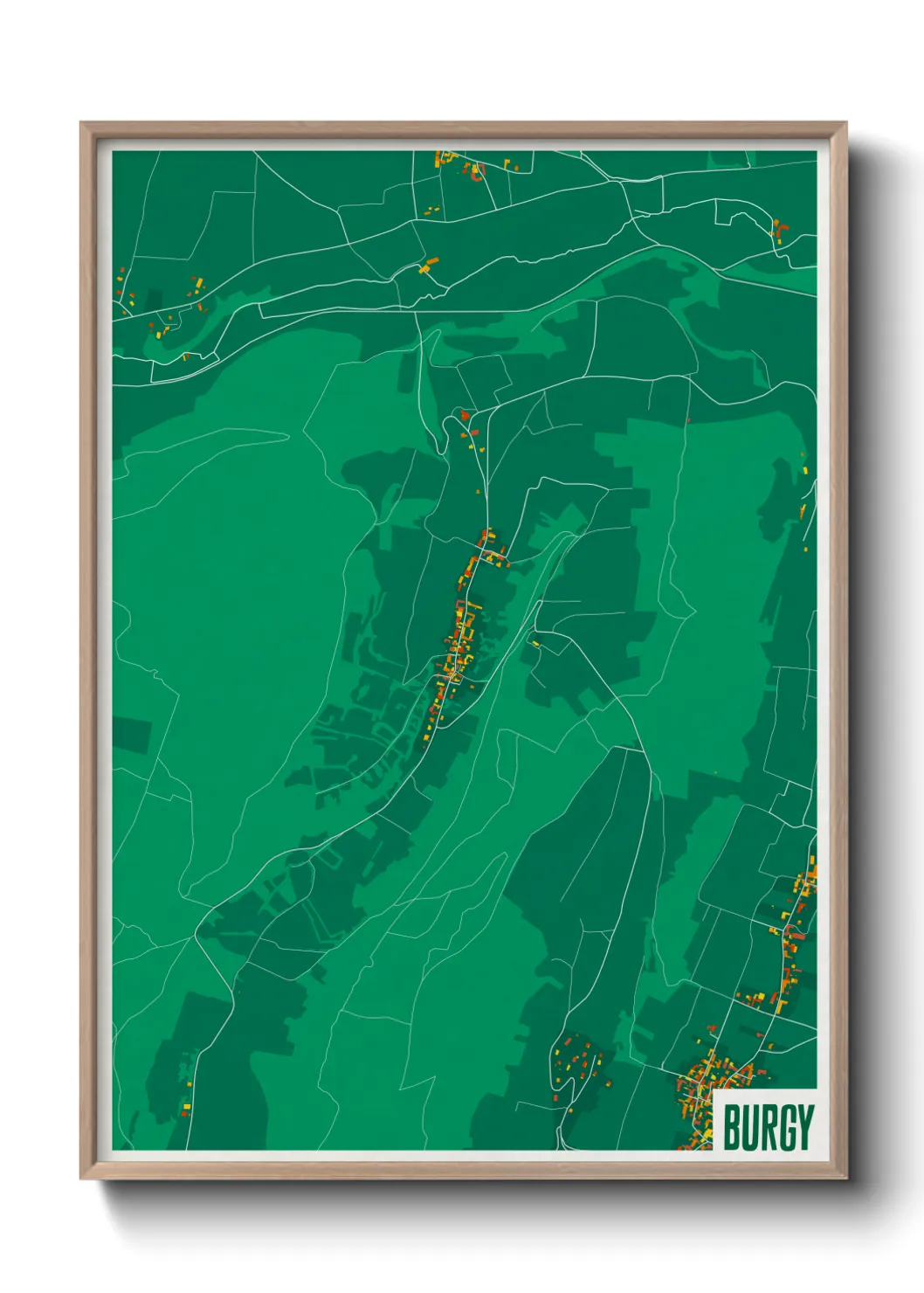 Une affiche de carte sur Burgy