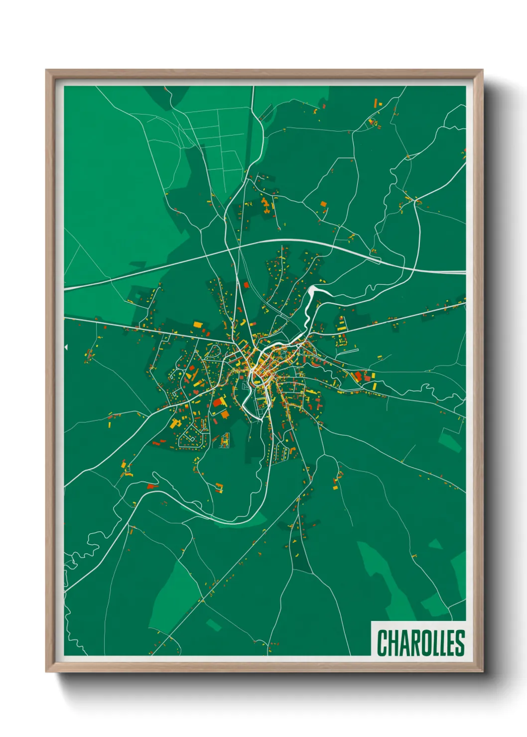 Une affiche de carte sur Charolles
