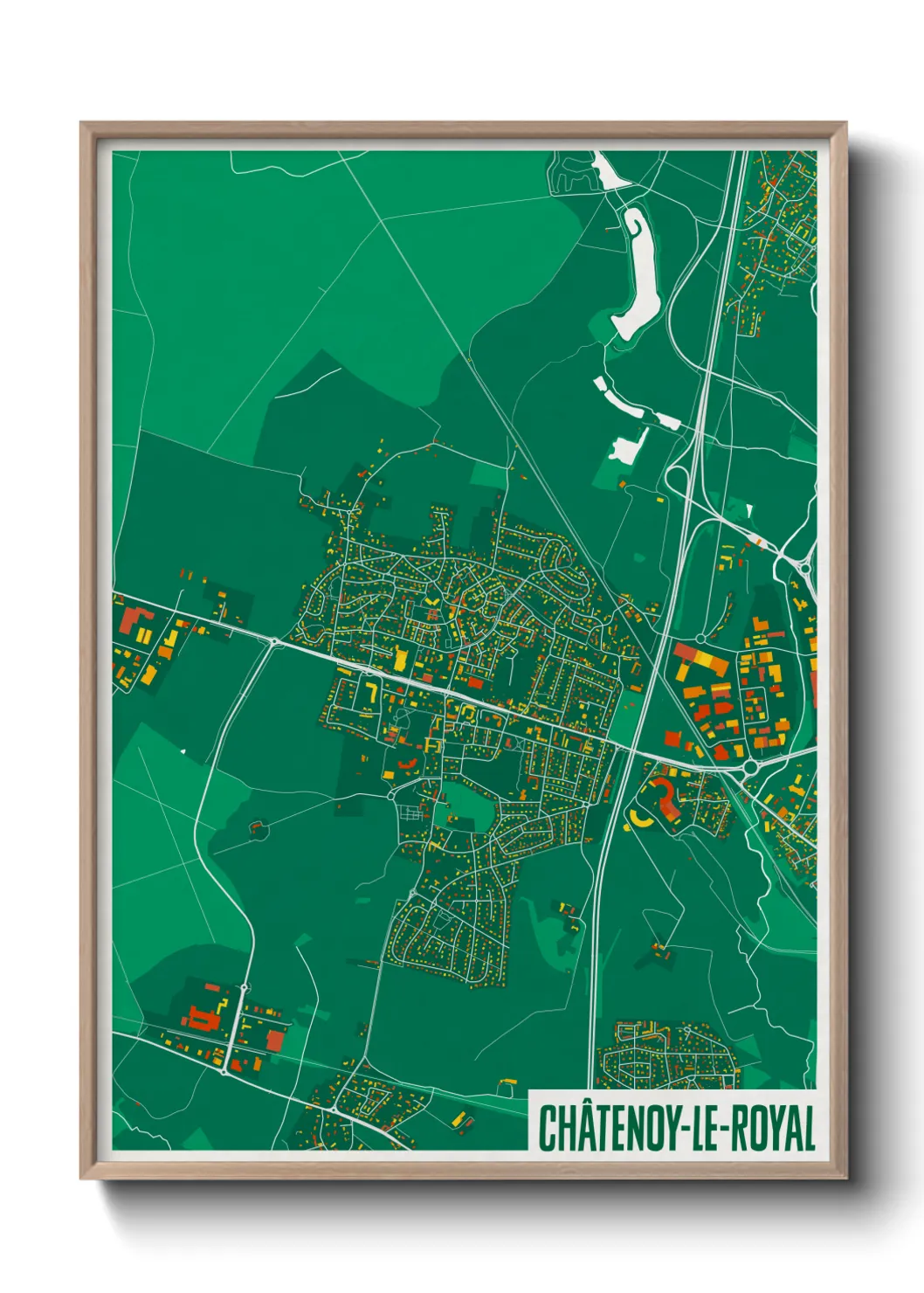 Une affiche de carte sur Châtenoy-le-Royal