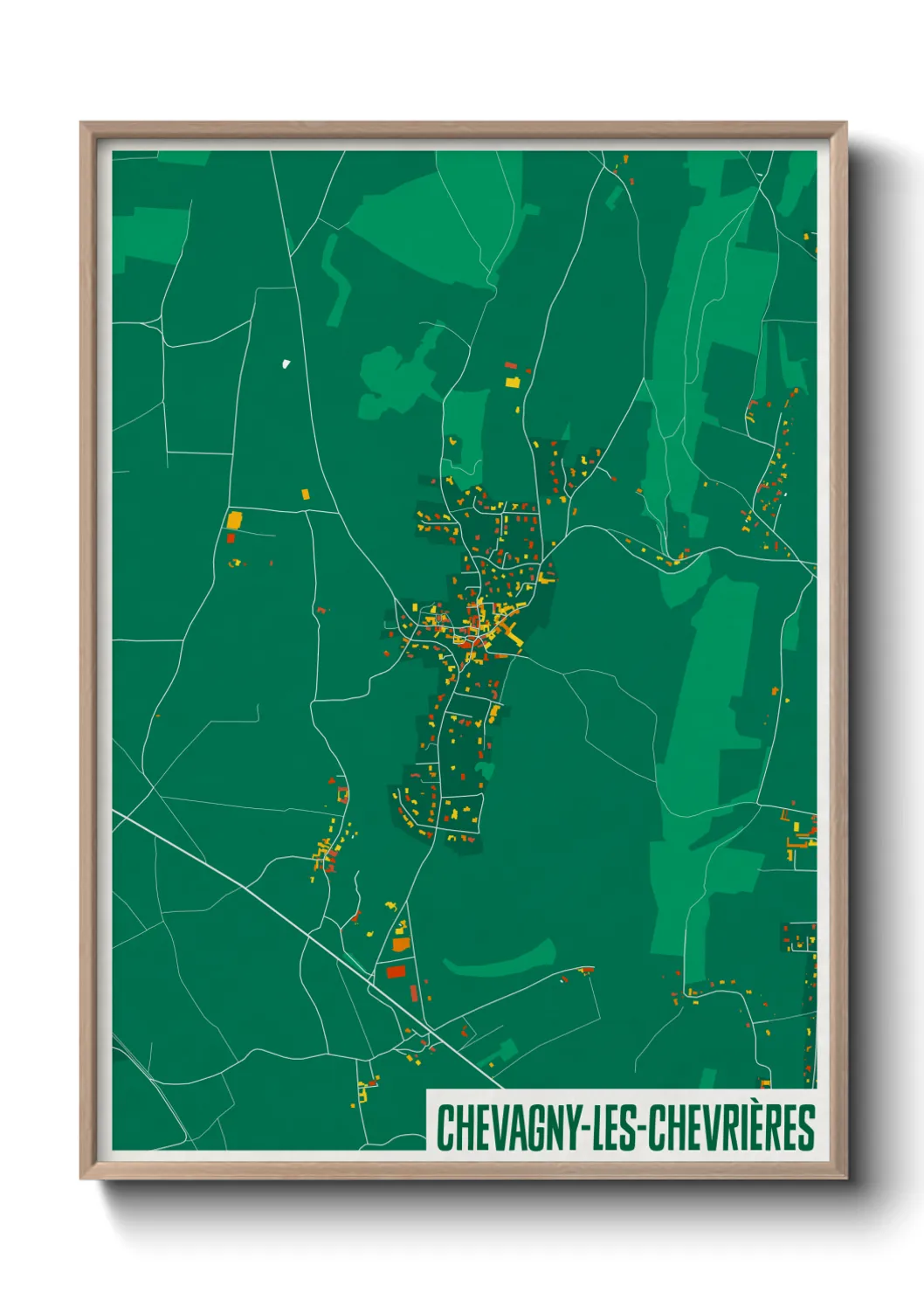 Une affiche de carte sur Chevagny-les-Chevrières