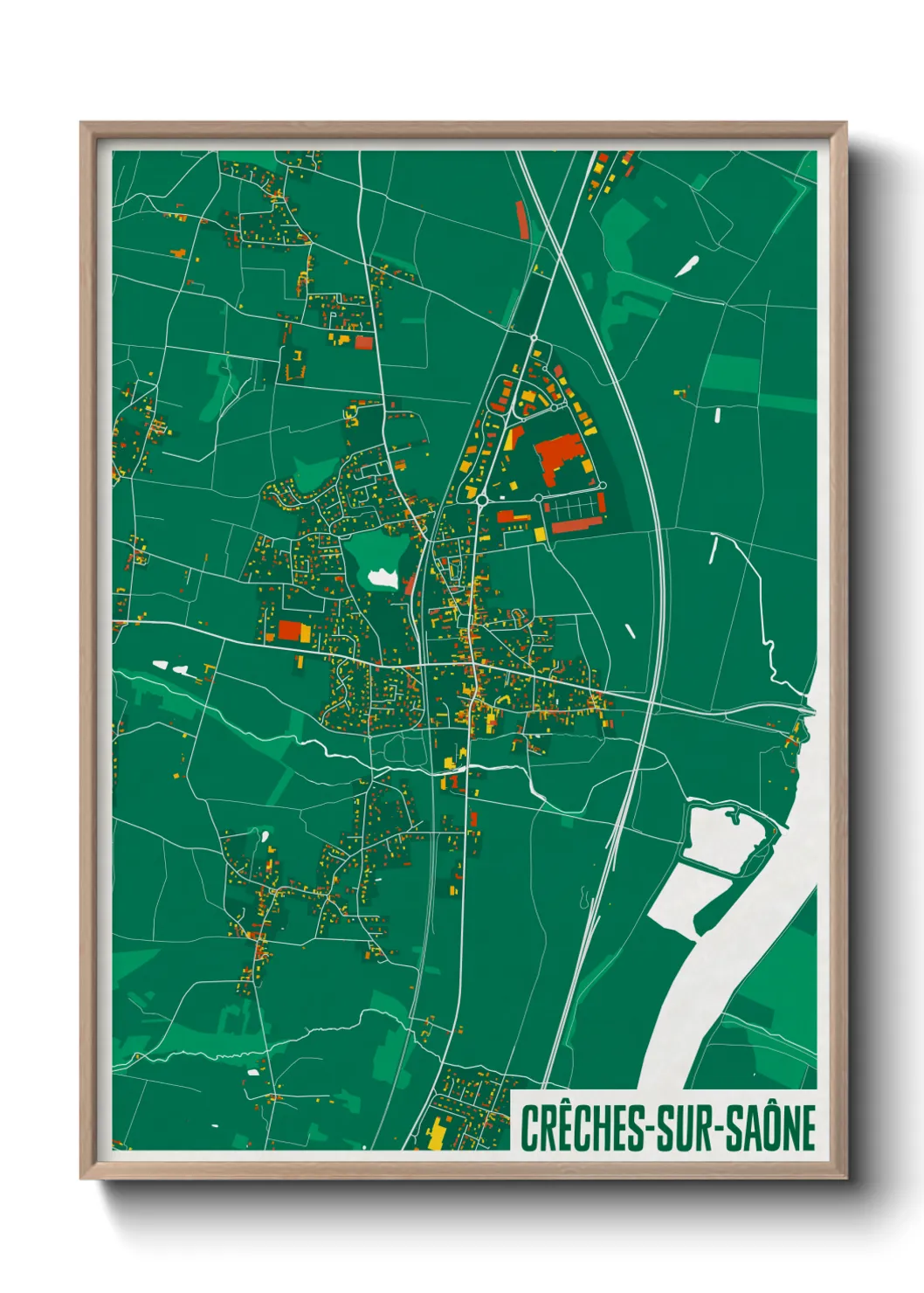 Une affiche de carte sur Crêches-sur-Saône