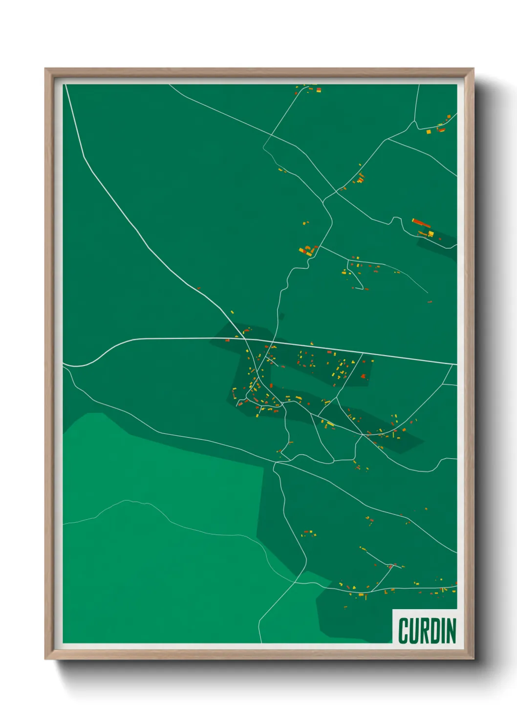 Une affiche de carte sur Curdin