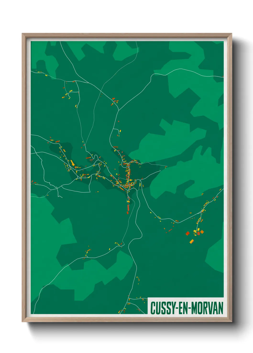 Une affiche de carte sur Cussy-en-Morvan