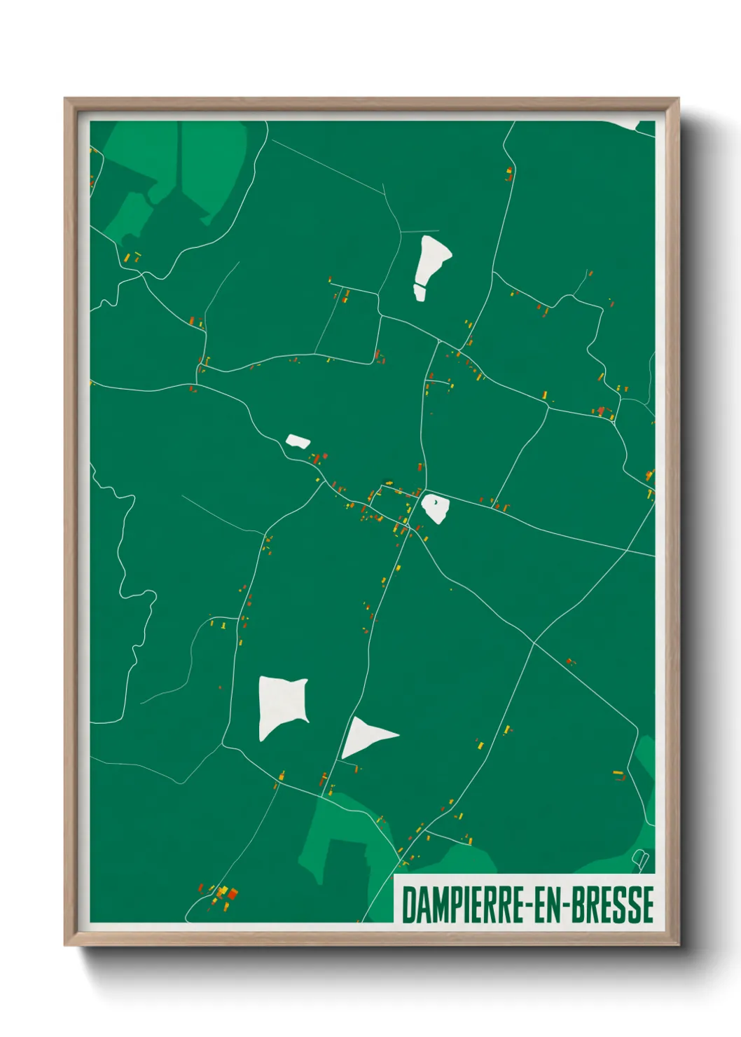 Une affiche de carte sur Dampierre-en-Bresse