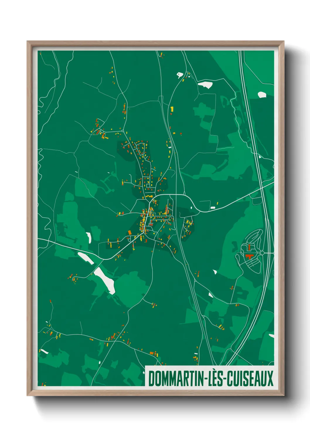 Une affiche de carte sur Dommartin-lès-Cuiseaux
