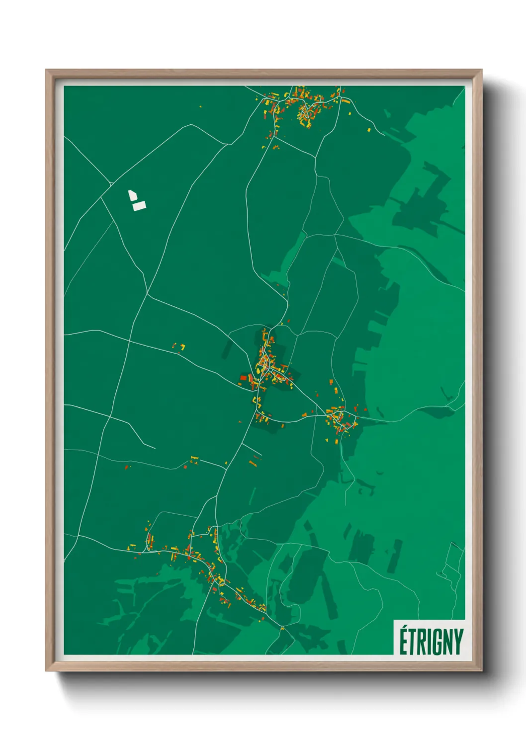 Une affiche de carte sur Étrigny