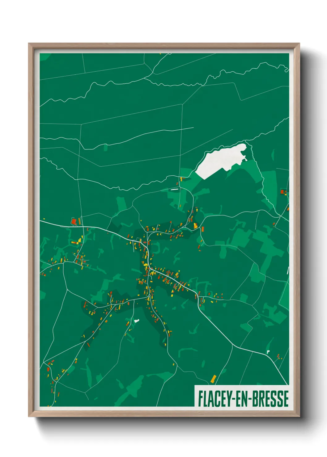 Une affiche de carte sur Flacey-en-Bresse