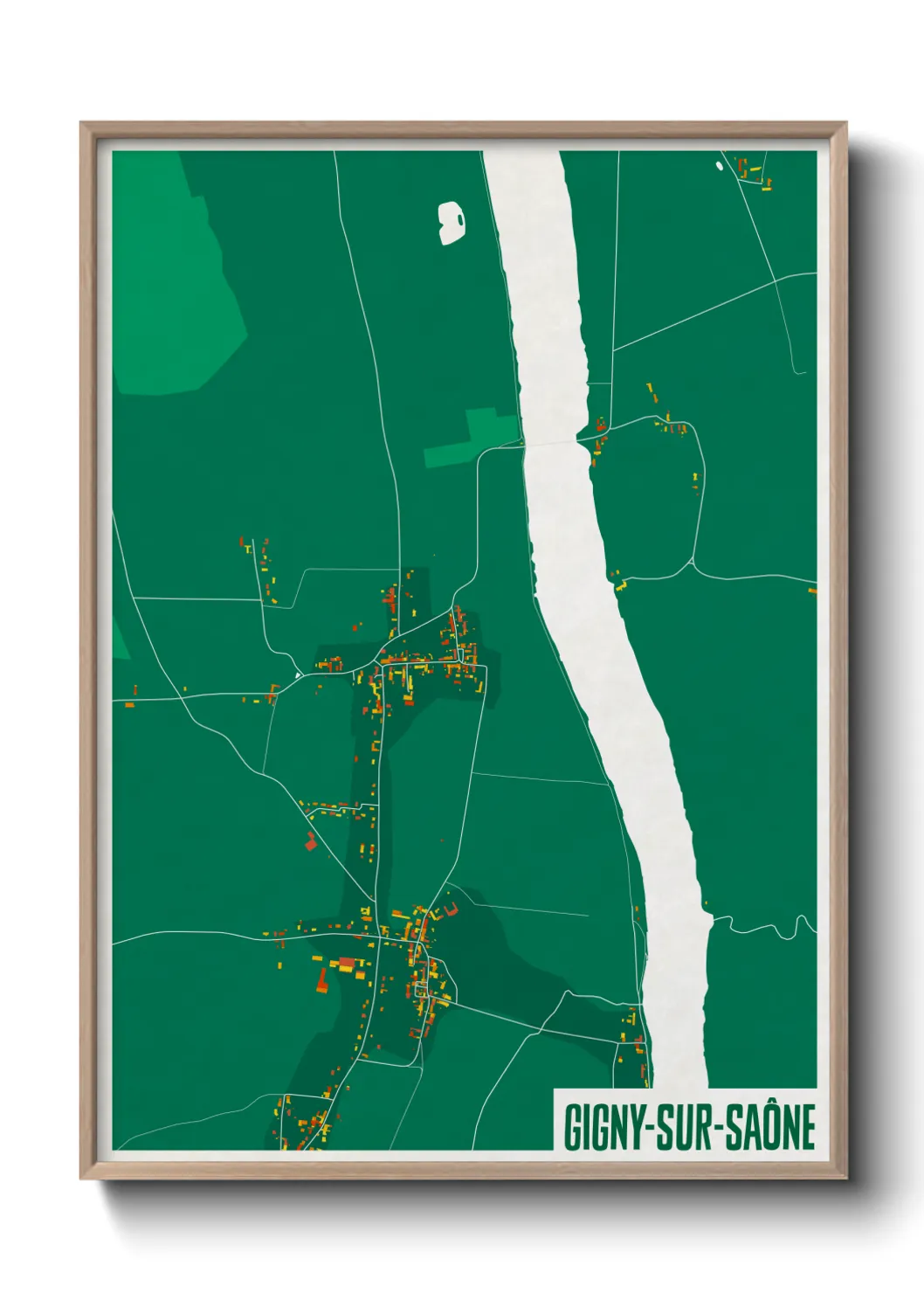 Une affiche de carte sur Gigny-sur-Saône