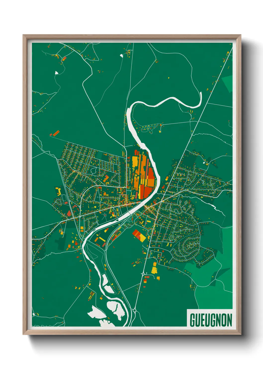 Une affiche de carte sur Gueugnon