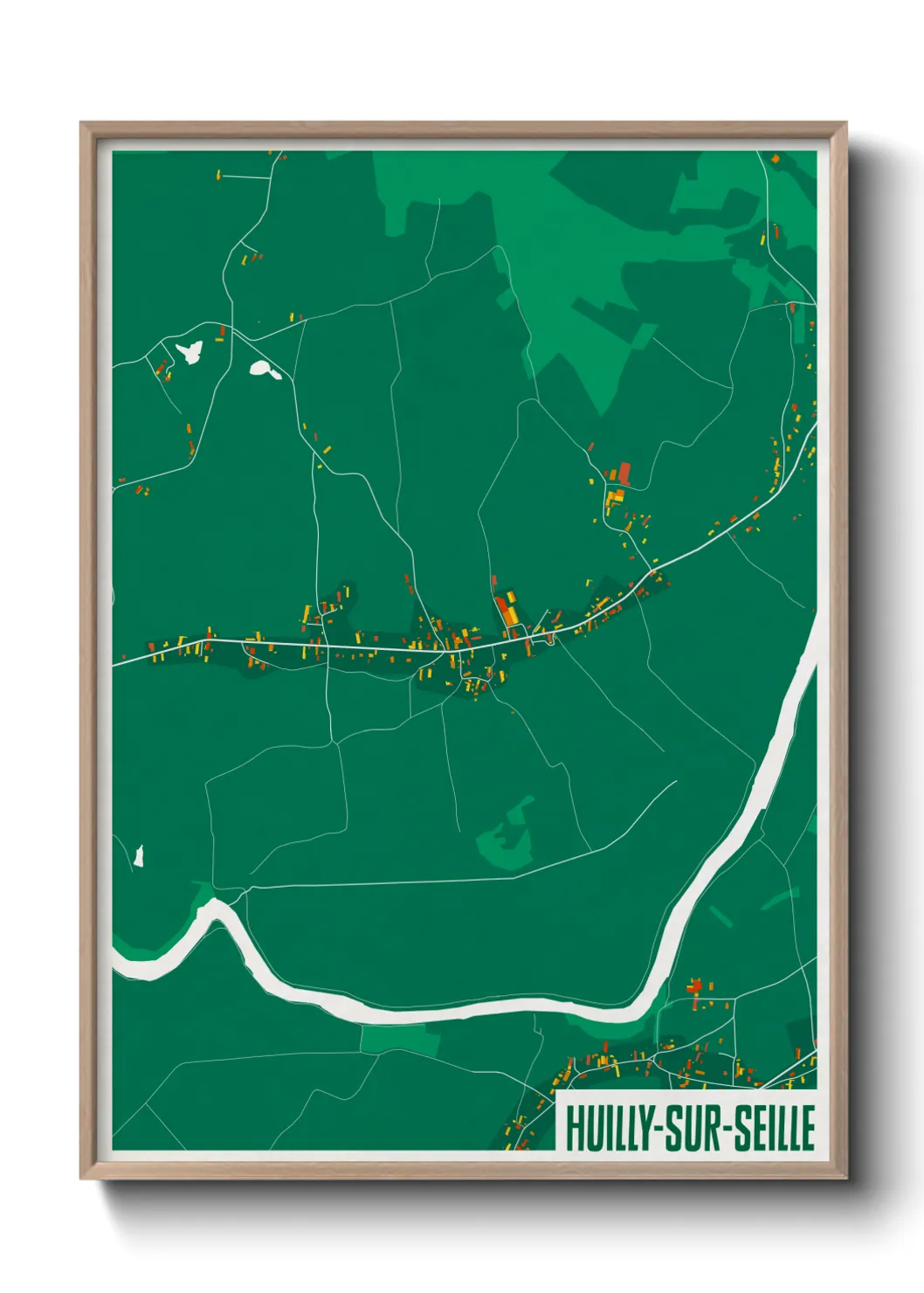 Une affiche de carte sur Huilly-sur-Seille