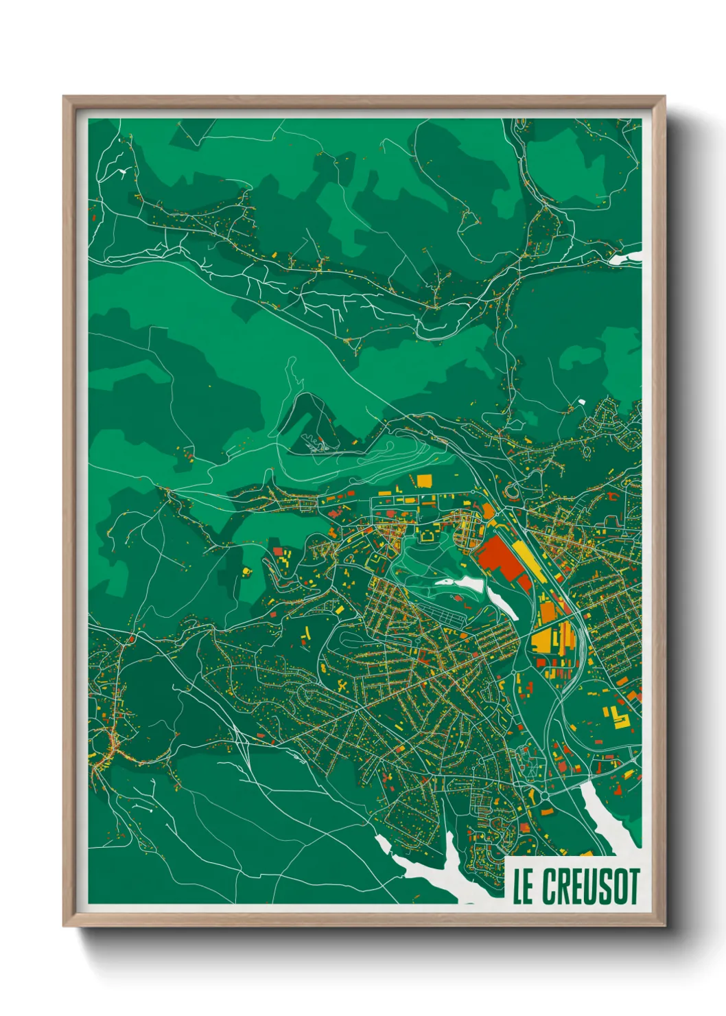 Une affiche de carte sur Le Creusot
