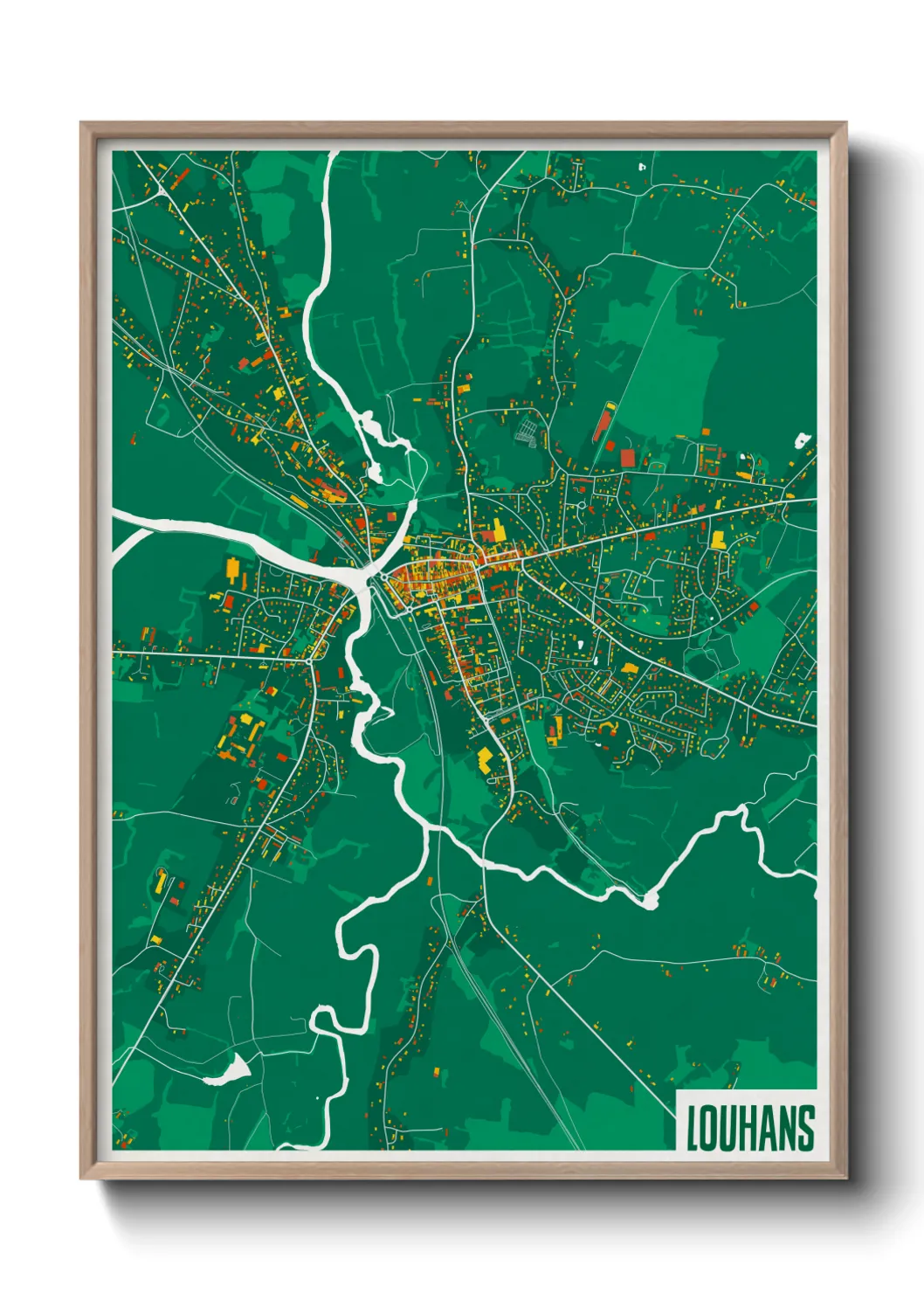 Une affiche de carte sur Louhans