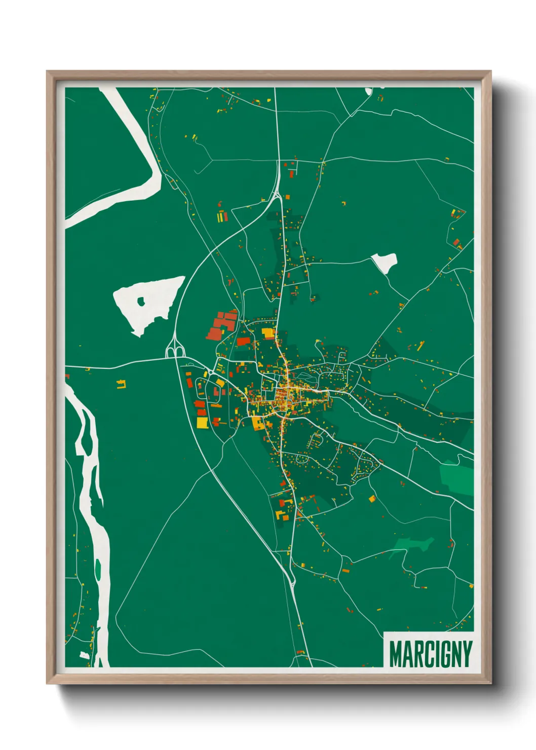 Une affiche de carte sur Marcigny
