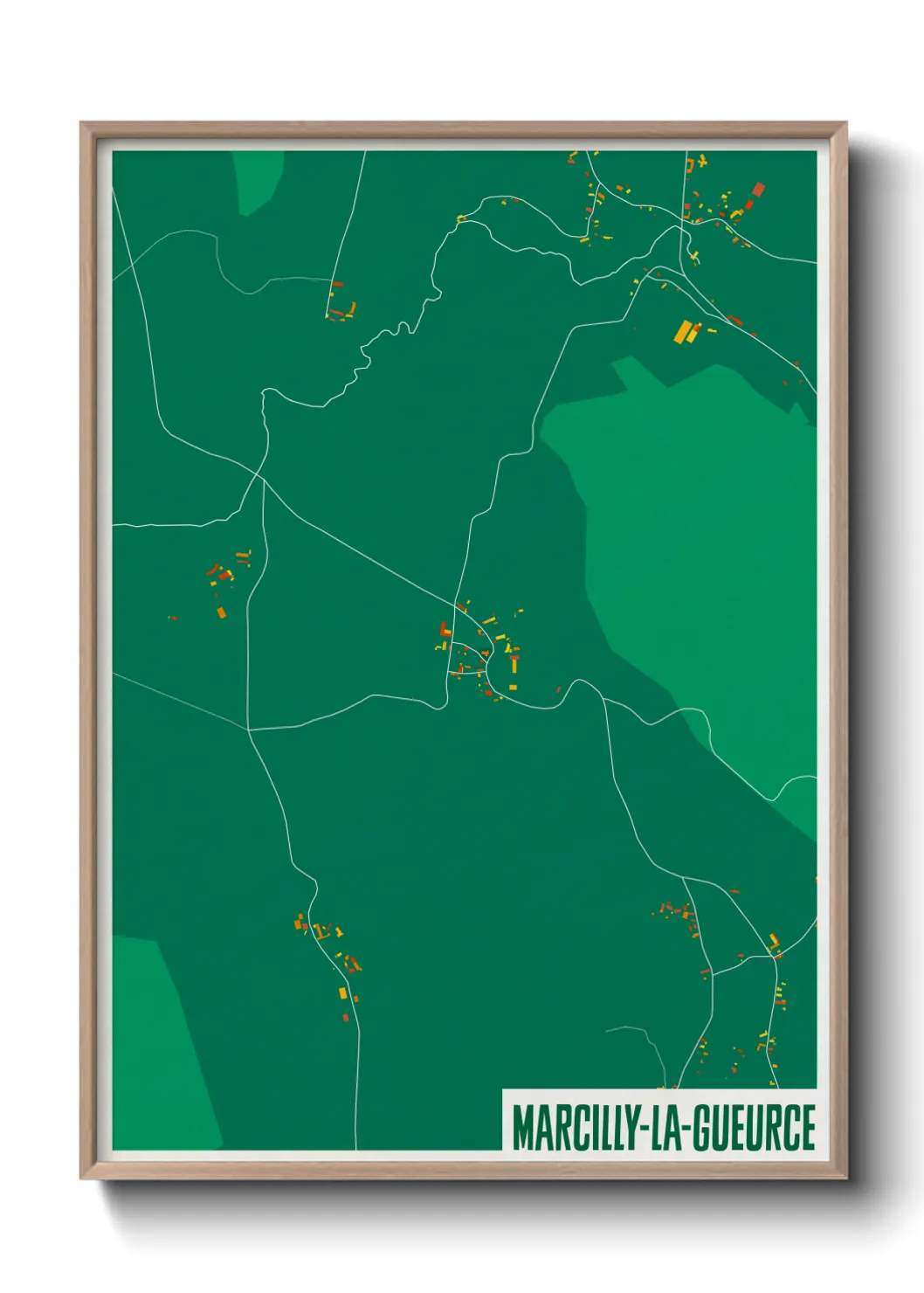 Une affiche de carte sur Marcilly-la-Gueurce