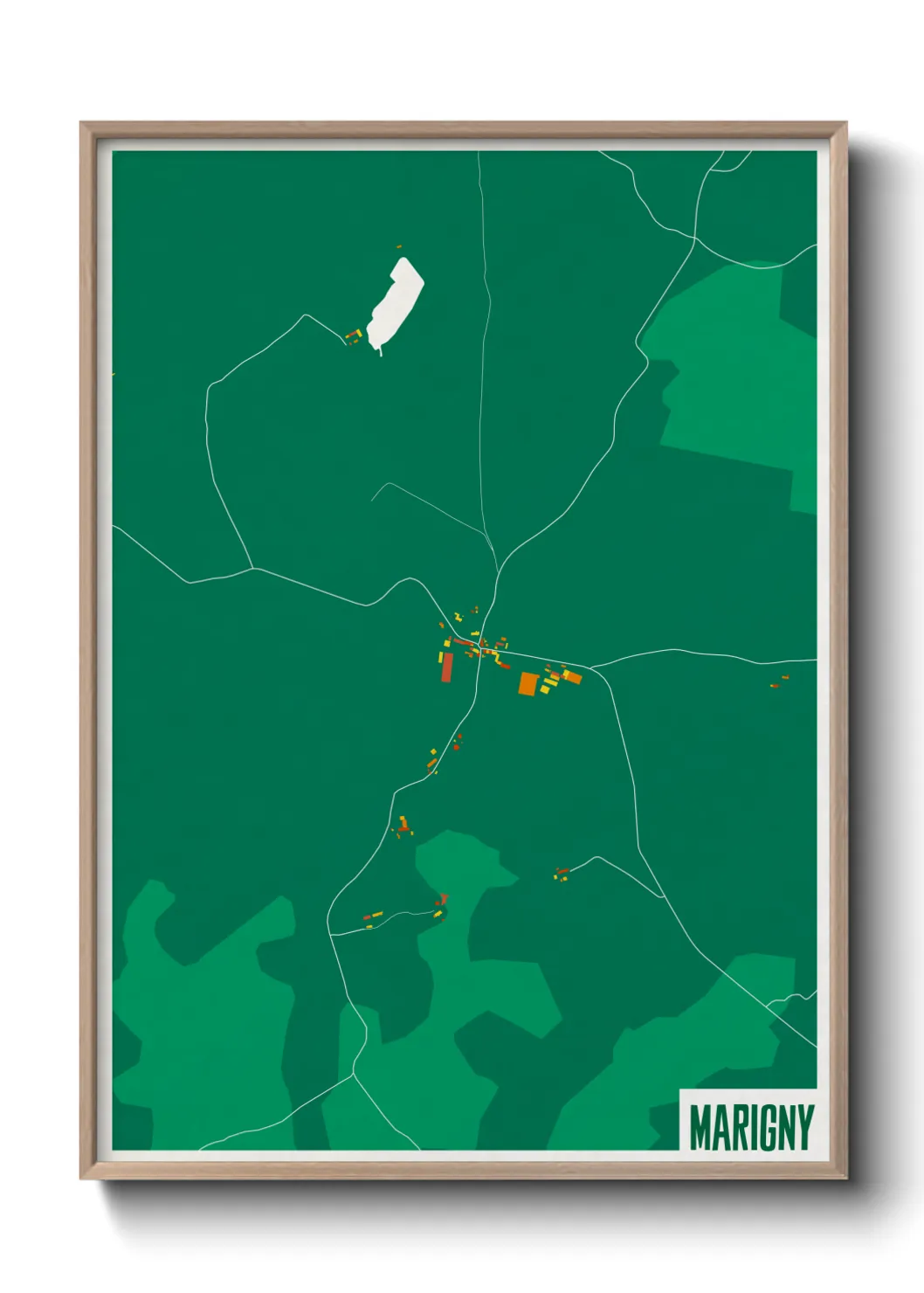 Une affiche de carte sur Marigny