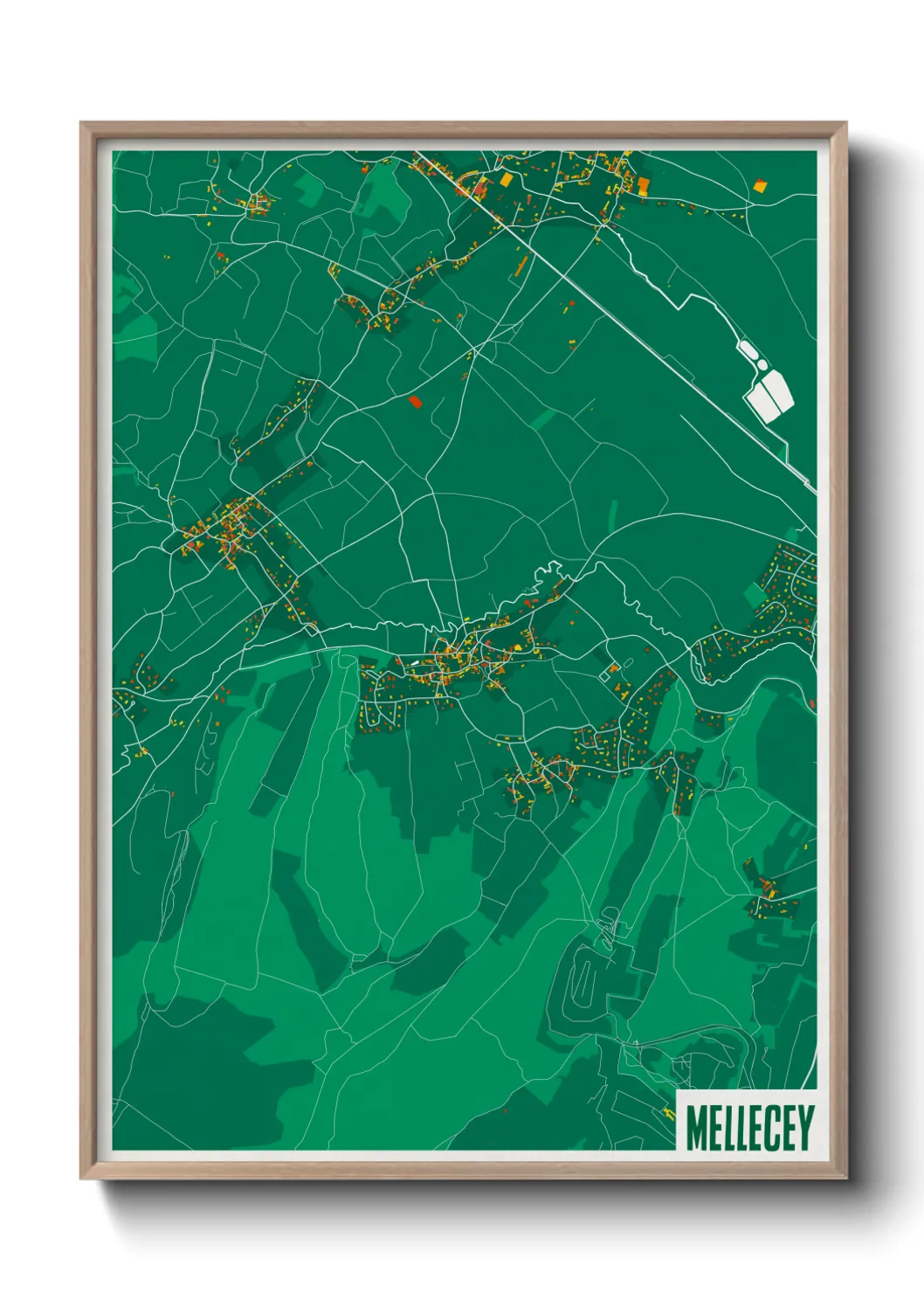 Une affiche de carte sur Mellecey