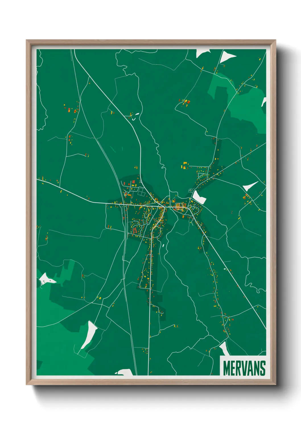Une affiche de carte sur Mervans