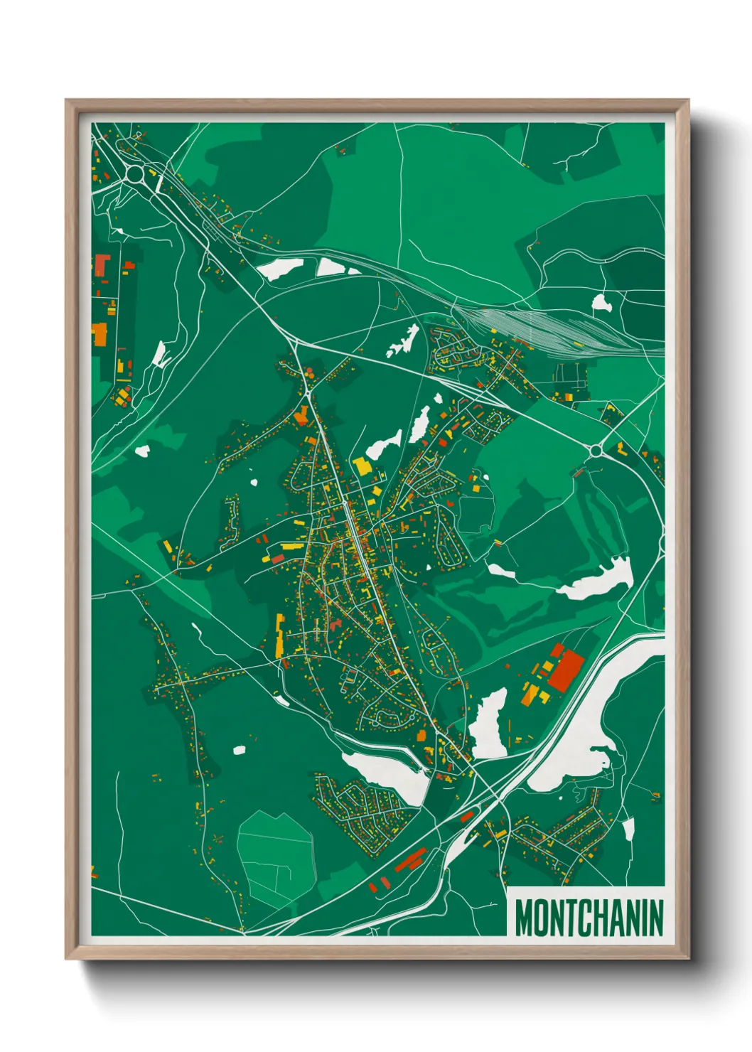 Une affiche de carte sur Montchanin