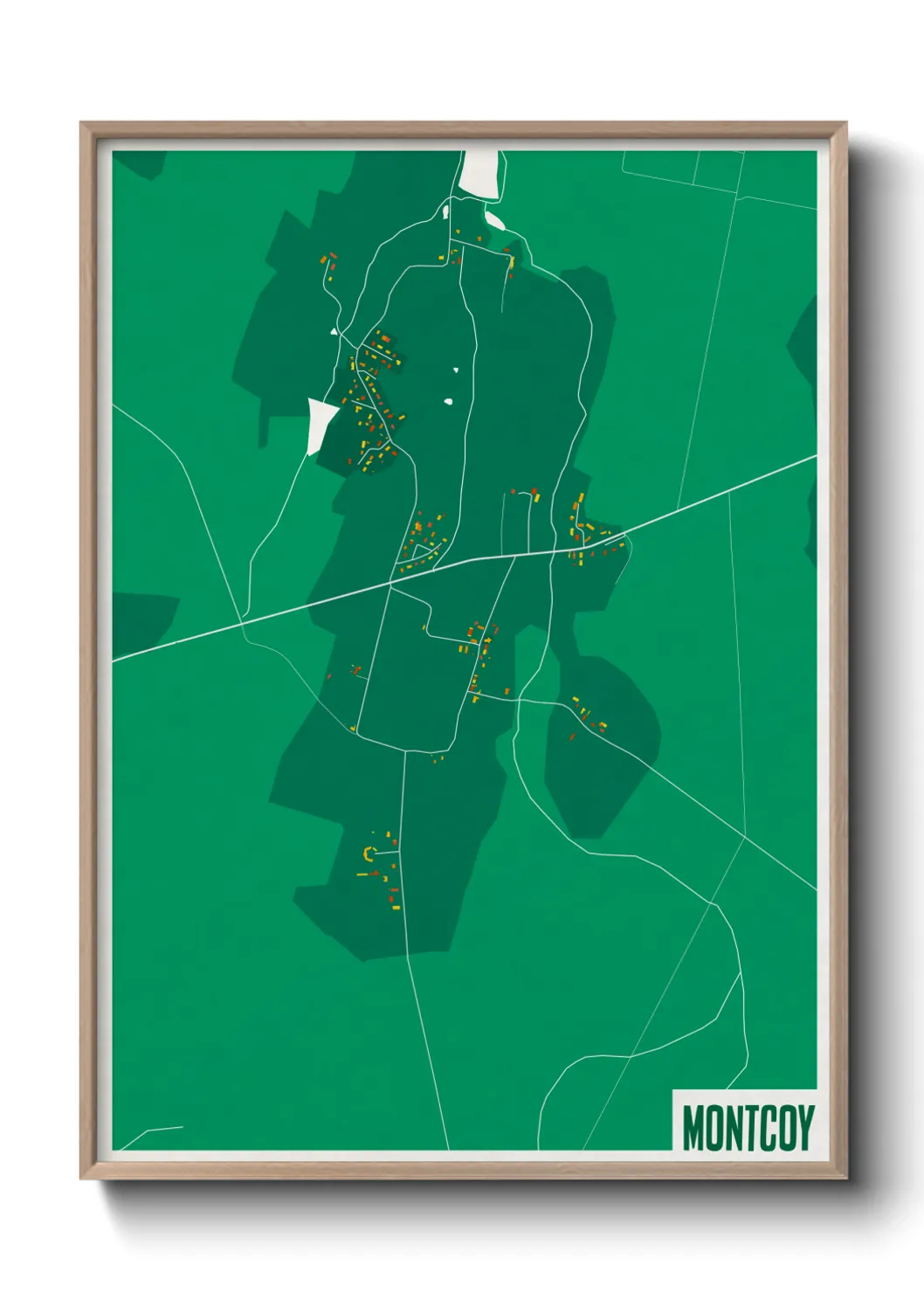 Une affiche de carte sur Montcoy